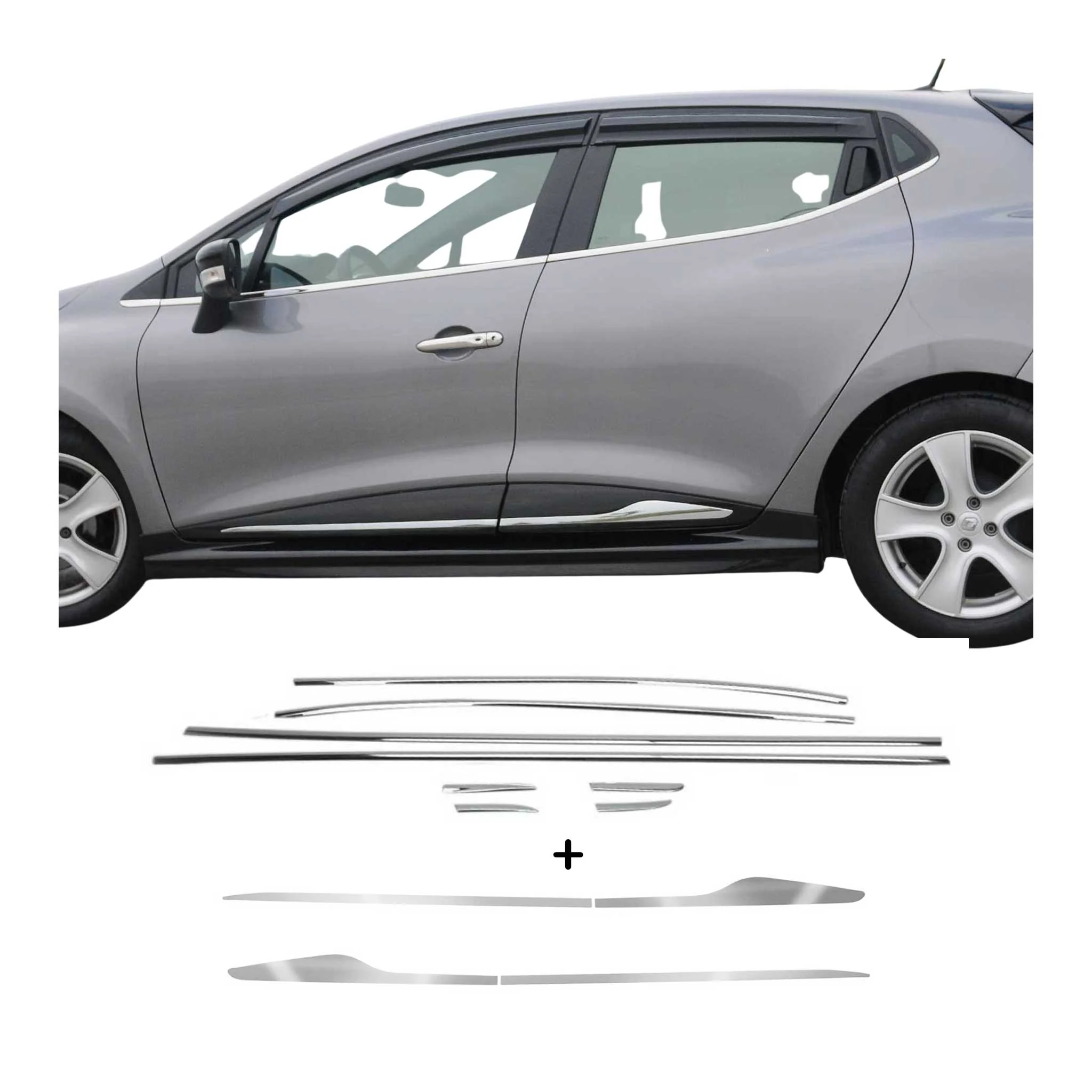 Seitenleiste Fensterleisten Edelstahl Chrom Satz für Renault Clio HB 2012-2019