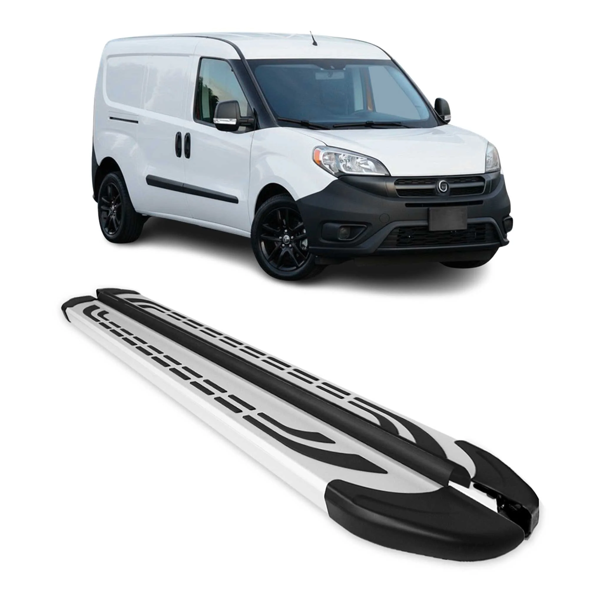 Seitenschweller Seitenbretter Trittbretter für Fiat Doblo Maxi 2010-21 Alu Grau
