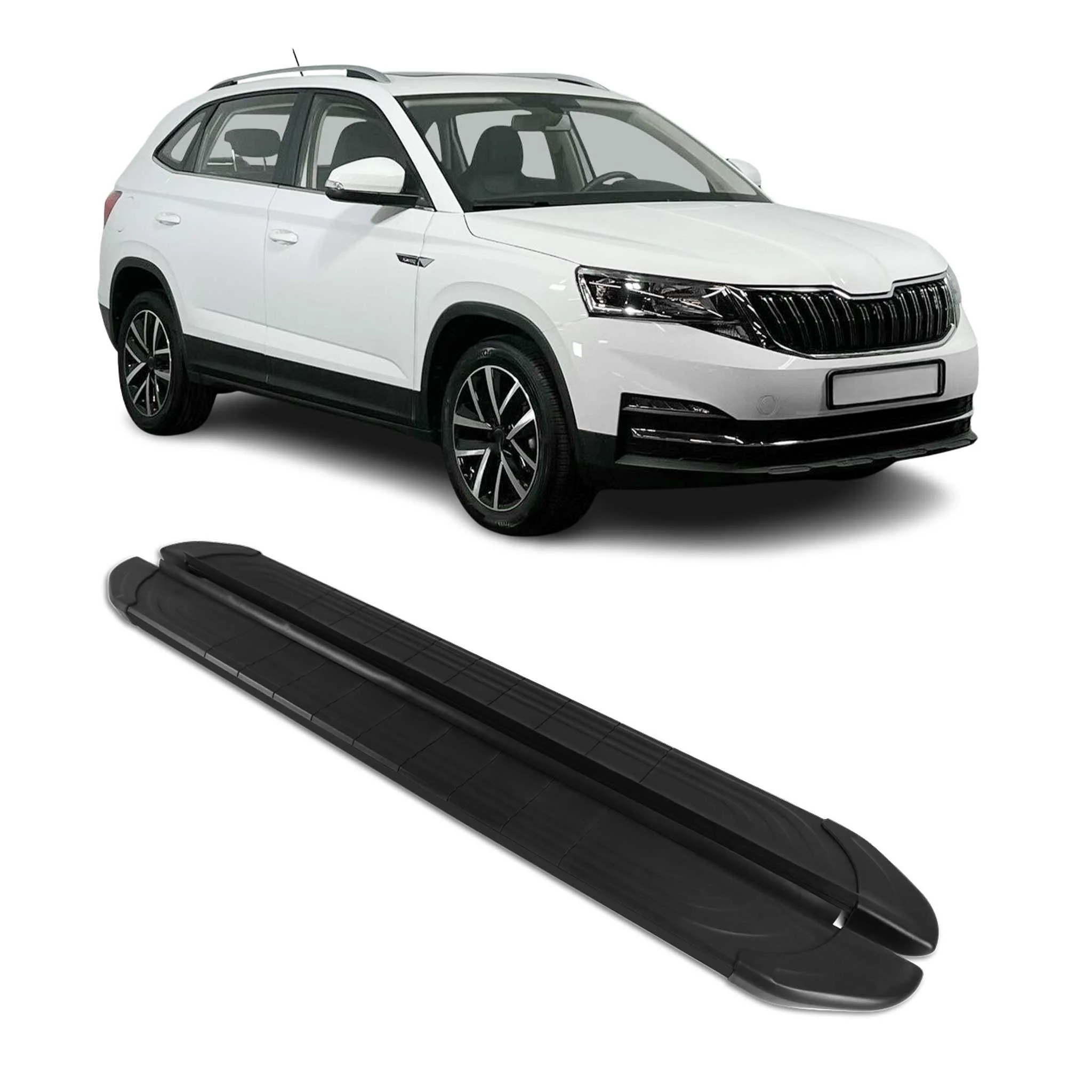 Seitenschweller Trittbretter für Skoda Kamiq 2019-2026 Schwarz Aluminium 2 tlg