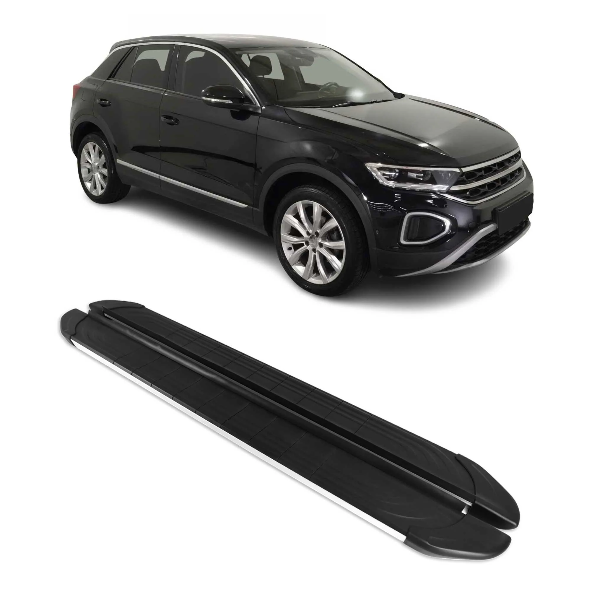 Seitenschweller Trittbretter für VW T-Roc 2017-2025 Silber Aluminium 2 tlg
