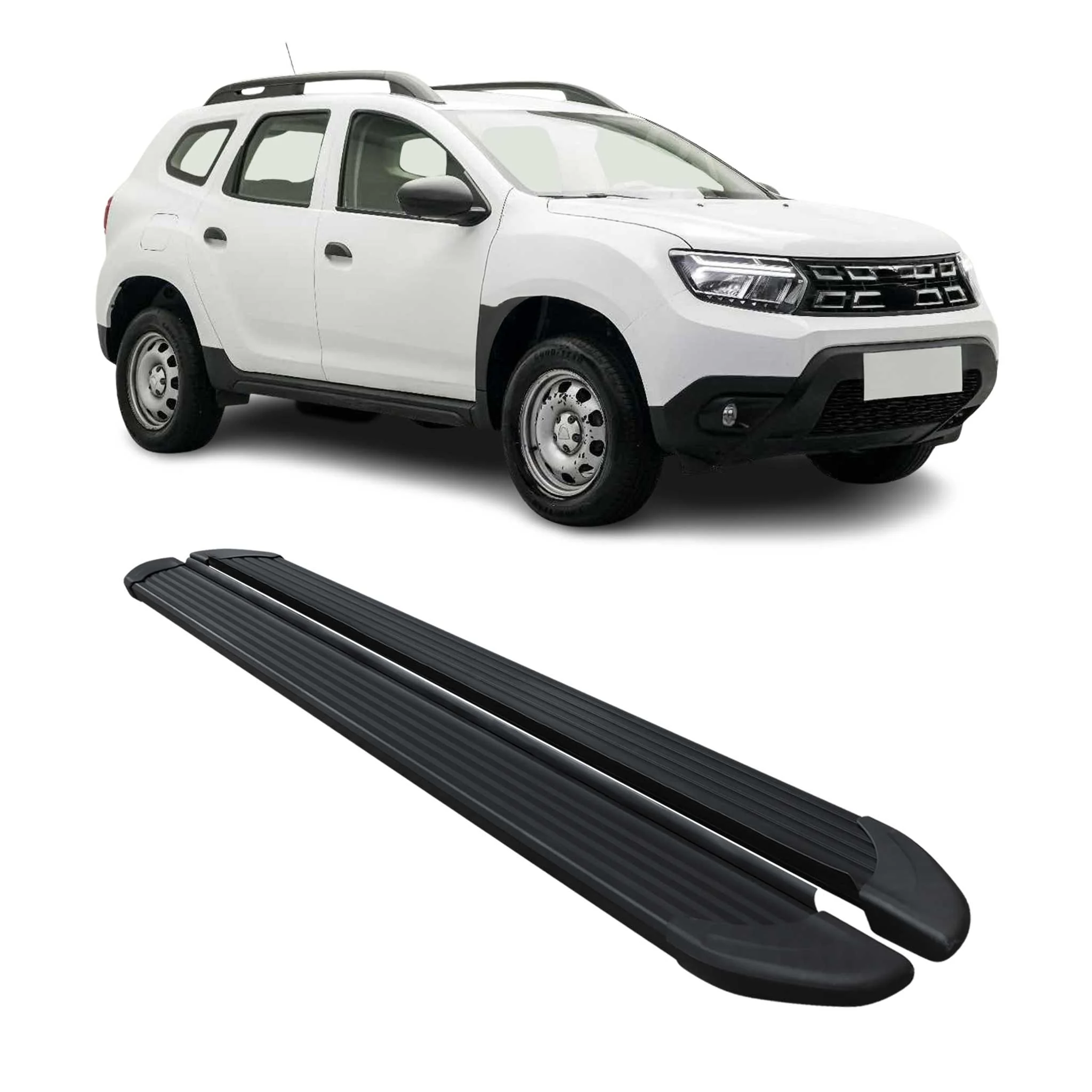 Seitenschweller Trittbretter Schweller für Dacia Duster 2018-2023 Alu Schwarz