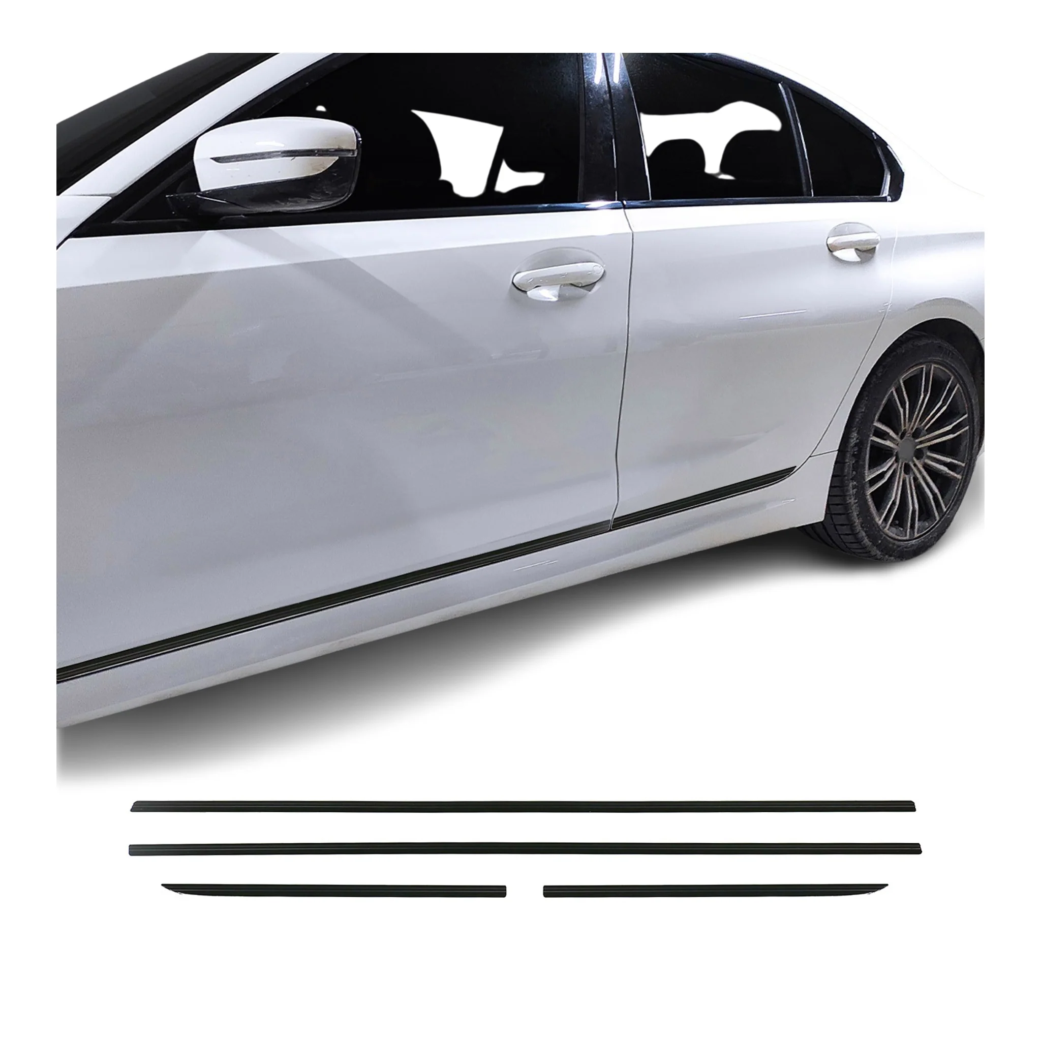 Seitentürleiste Türschutz für Mercedes C Klasse W204 2007-2015 Alu Schwarz 4x