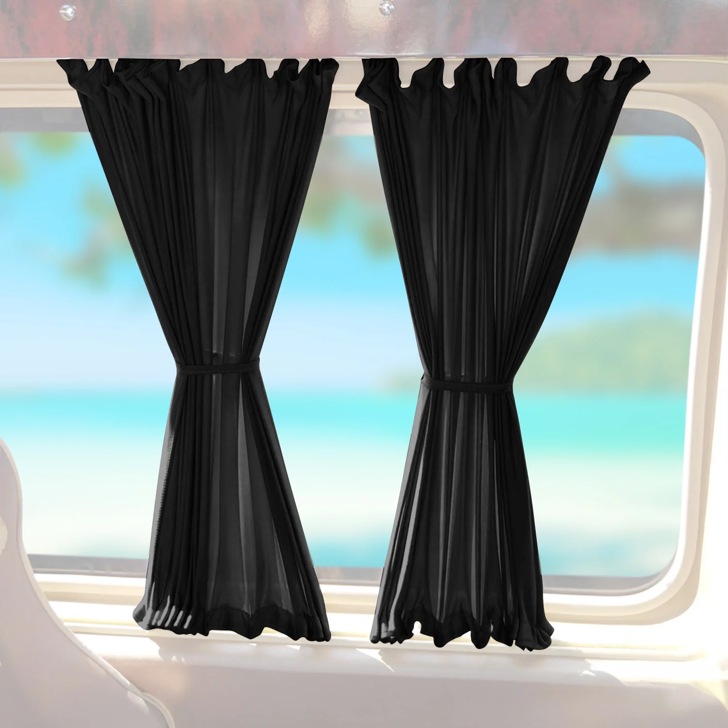 Sonnenschutz Gardinen MAß Vorhänge für Mercedes Viano Vito W639 2003-14 Schwarz