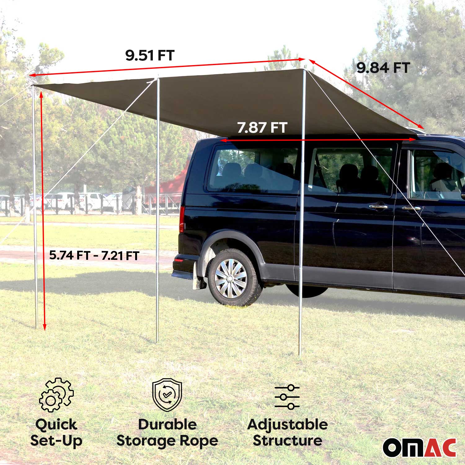 Sonnensegel Kederschiene & Markise Vorzelt Satz für VW T5 T6 ab 2003 L2 Langer - Image 3