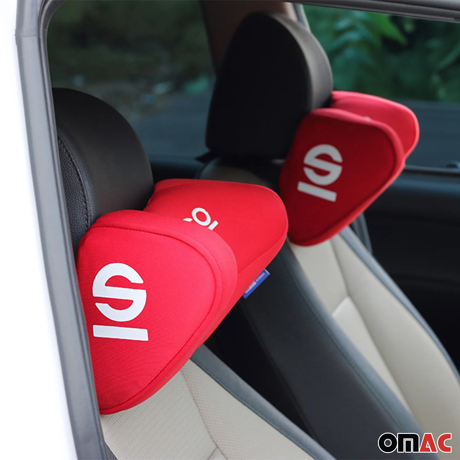 SPARCO Auto Nackenkissen Reisekissen Rot Ergonomische Memory-Schaum Kopfkissen - Image 5
