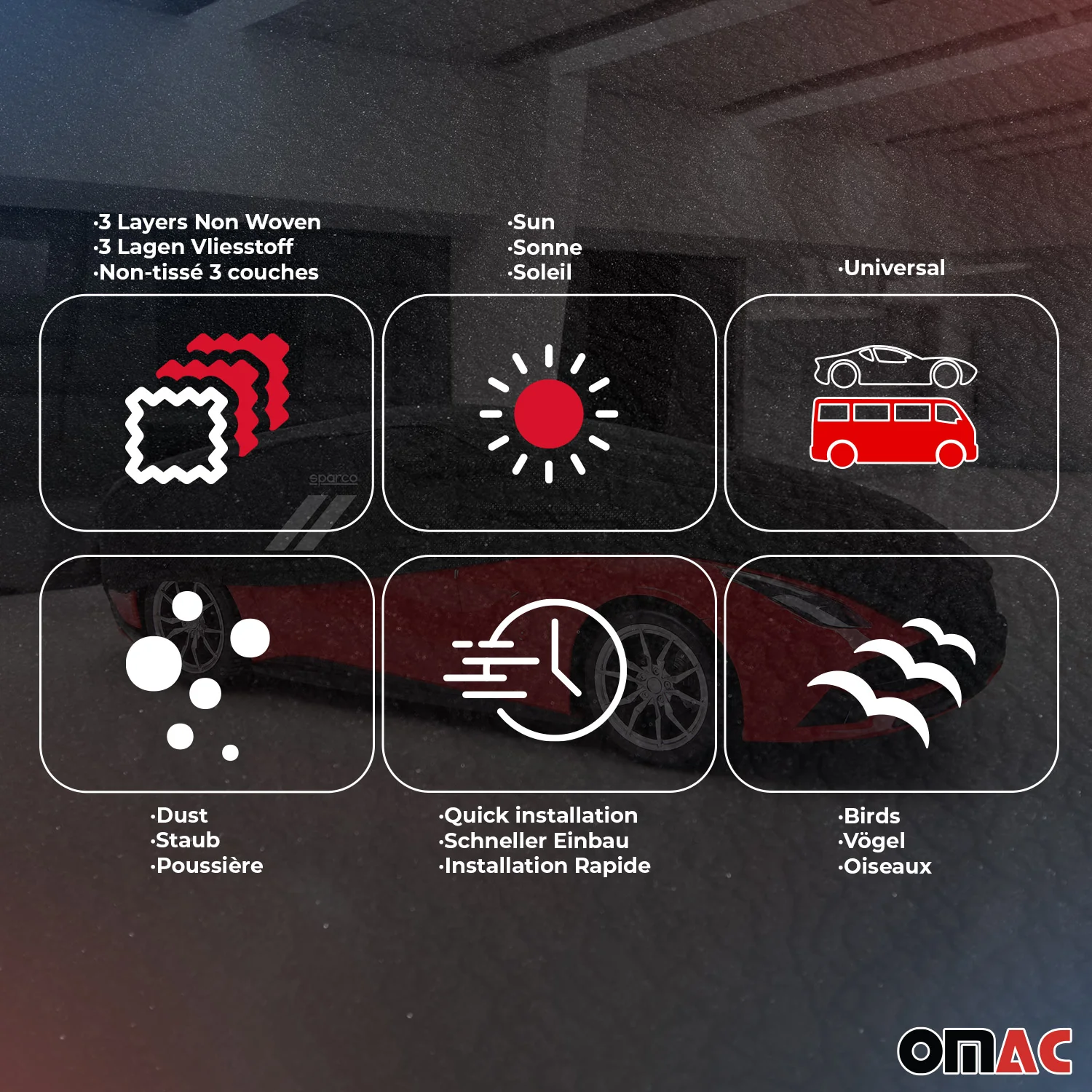 SPARCO Auto Schutzhülle Vollgarage Autoabdeckung Schwarz Ganzgarage Autogarage L - Image 5