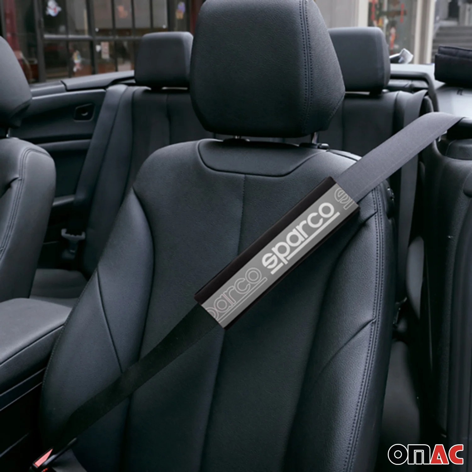 SPARCO Gurtschoner Gurtpolster Sicherheitsgurt Auto Gurtschutz Grau 2x - Image 2