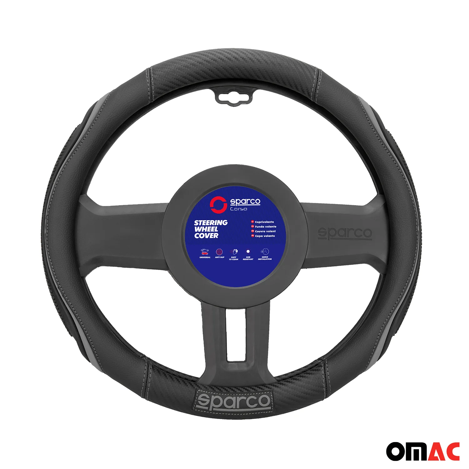SPARCO Lenkradbezüge Lenkradschoner Lenkradschutz Grau Schwarz Gummi ø37-38 cm - Image 6