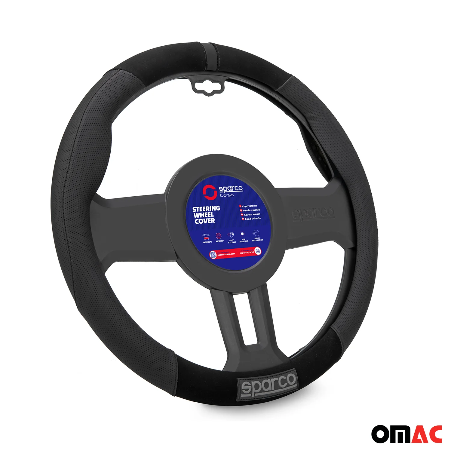 SPARCO Lenkradbezüge Lenkradschoner Lenkradschutz Schwarz Lenkradhülle Gummi - Image 6