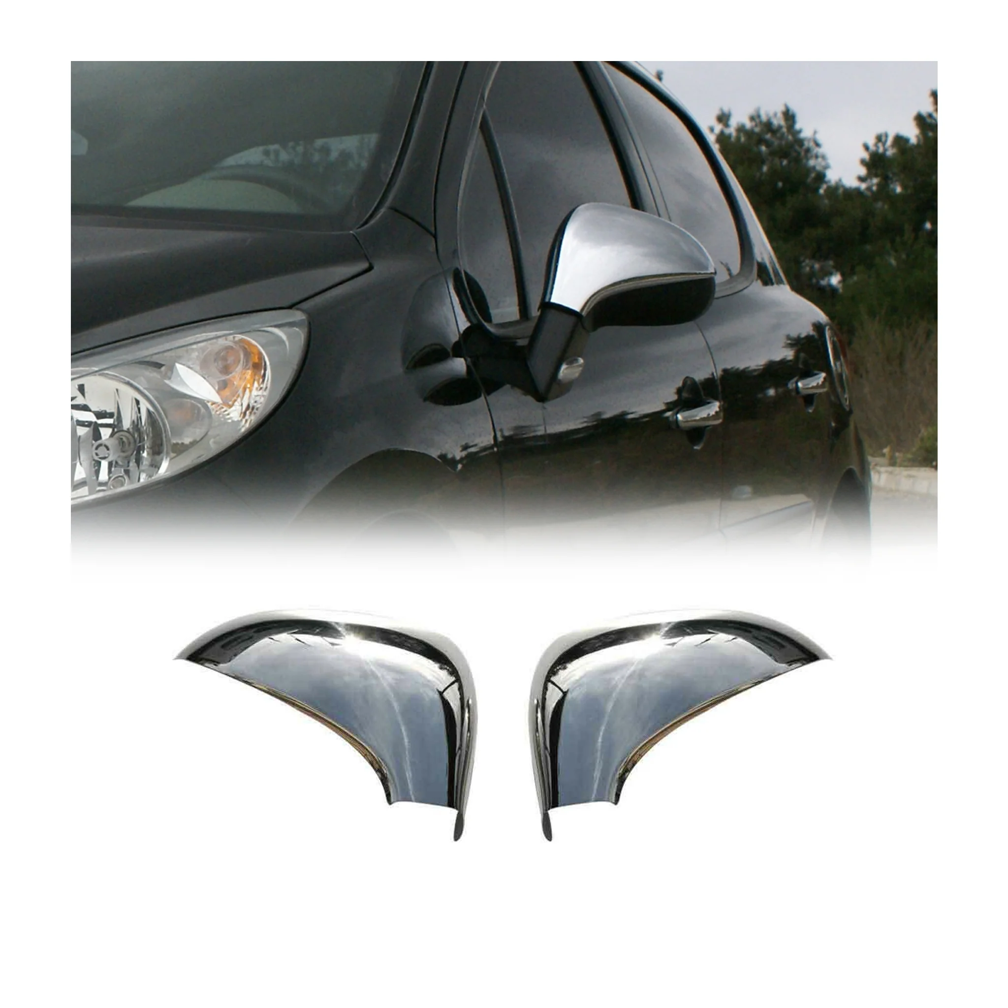 Spiegelkappen Spiegelabdeckung für Peugeot 308 2008-2014 Edelstahl Chrom 2tlg