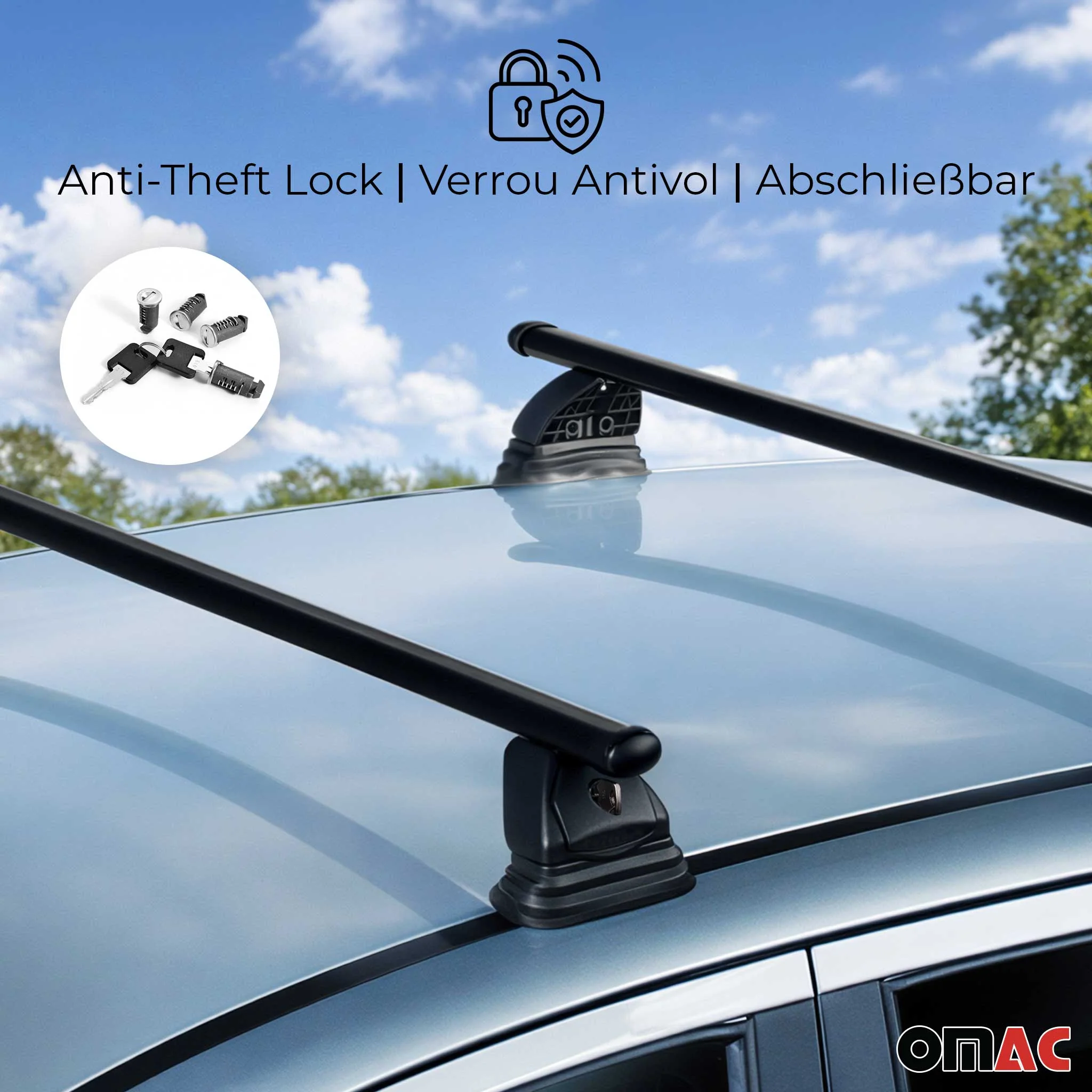 Stahl Dachträger für Citroen C6 2006-2012 TÜV Abschließbar 75 kg 2tlg Schwarz - Image 5