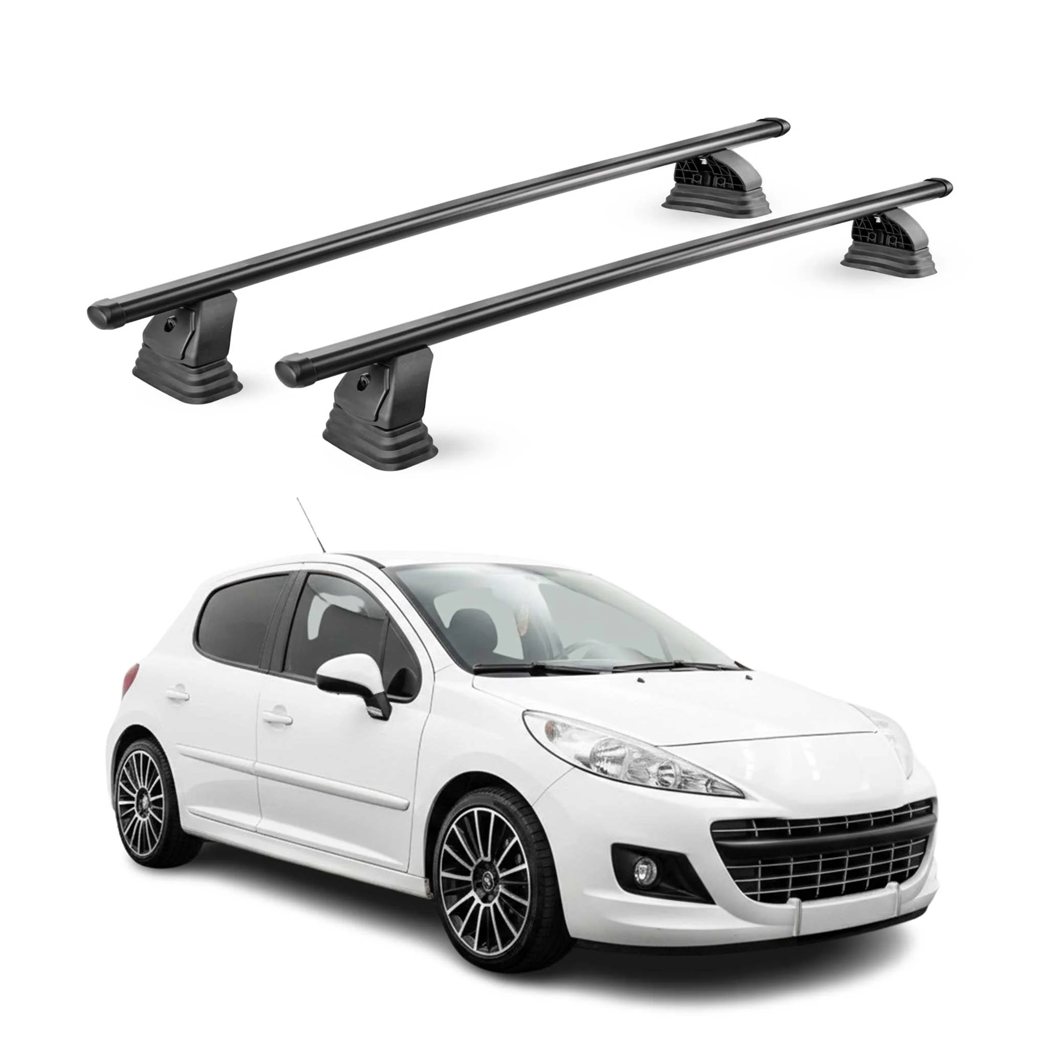 Stahl Dachträger für Peugeot 207 2006-2015 TÜV Abschließbar 75 kg 2tlg Schwarz