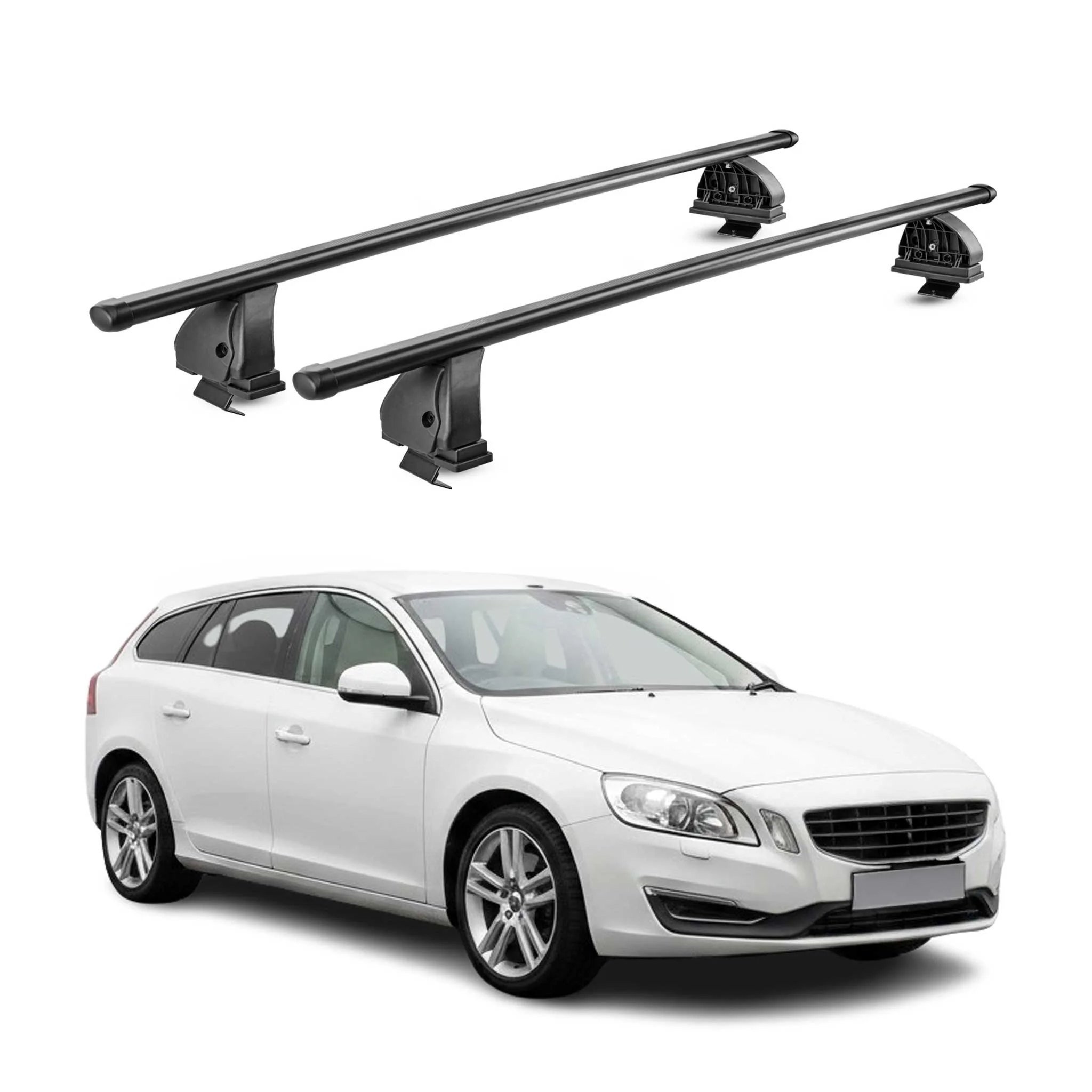 Stahl Dachträger für Volvo V60 I 2011-2018 TÜV Abschließbar 75 kg 2tlg Schwarz