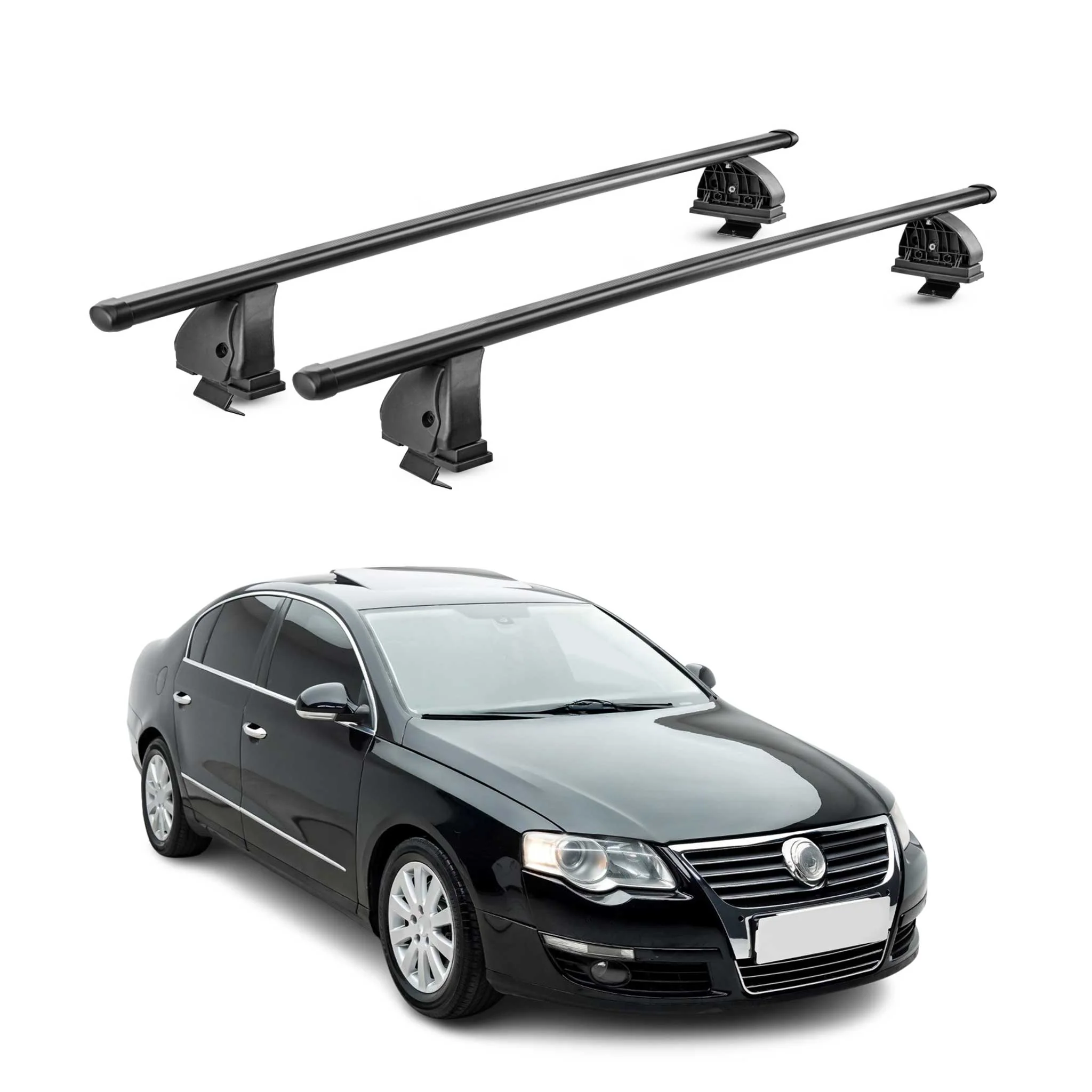 Stahl Dachträger für VW Passat B6 Limo 2005-2010 4Tür TÜV 75 kg 2tlg Schwarz