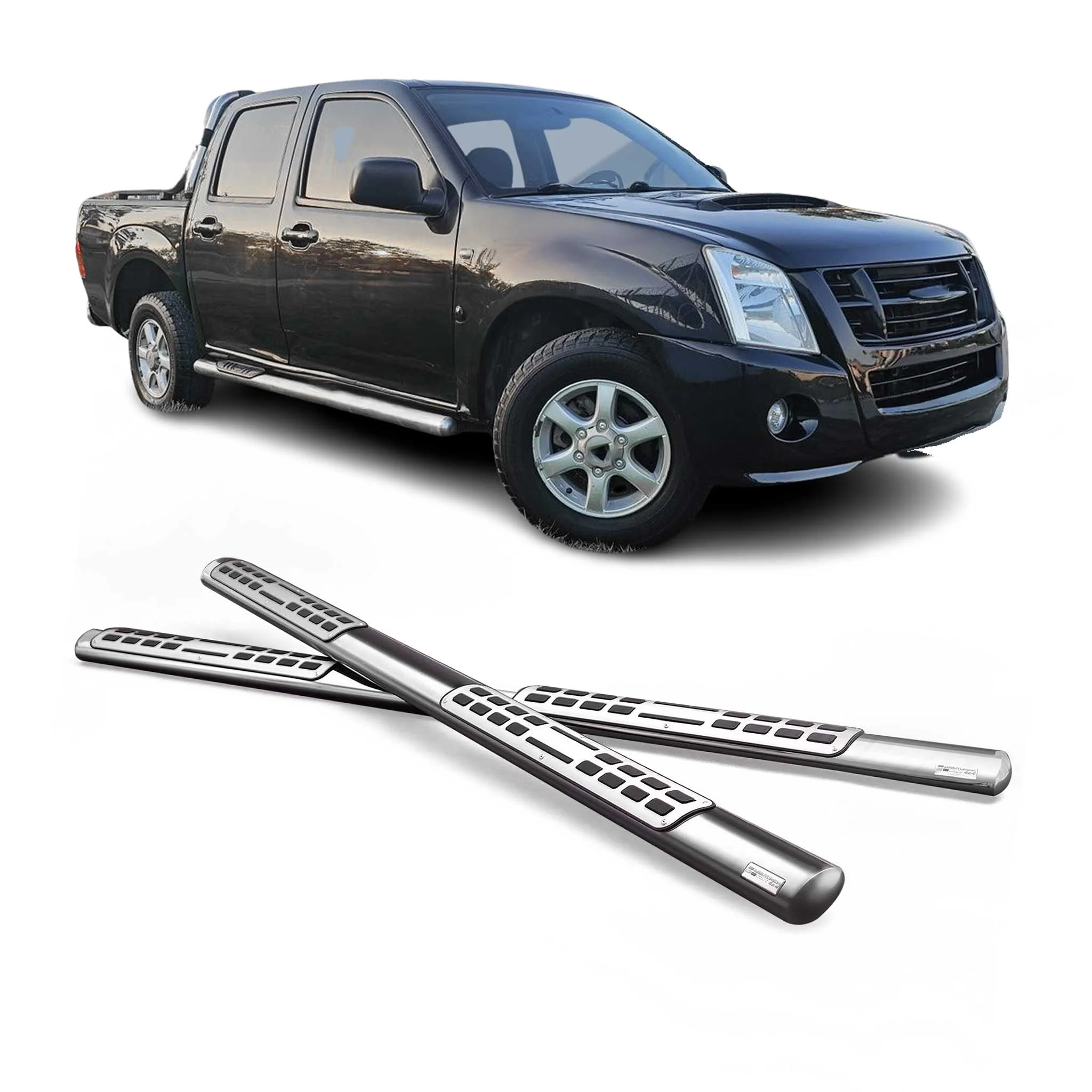Stahl Seitenschweller Schwellerrohre für Isuzu D-Max Double Cab 2006-2012 Grau