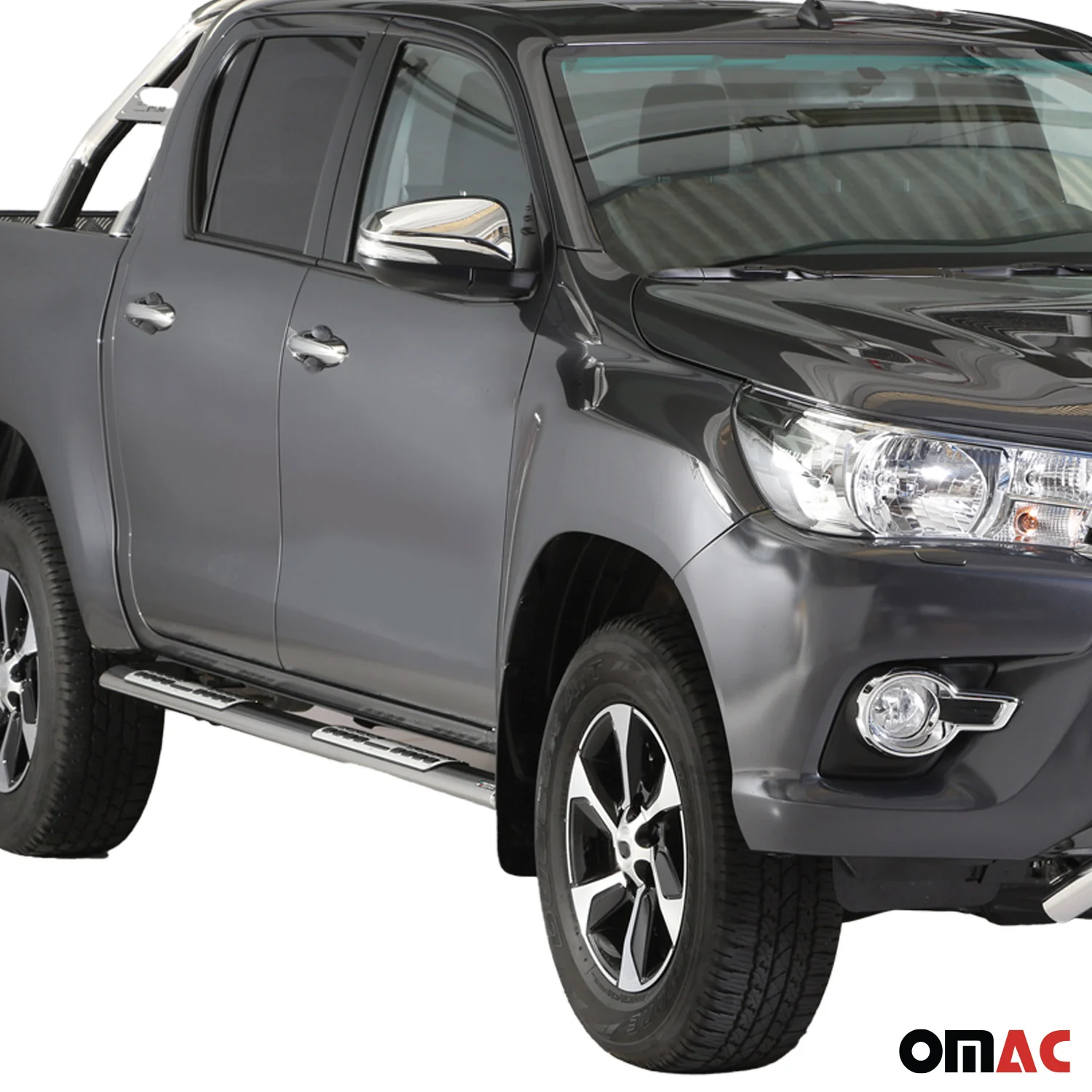 Stahl Seitenschweller Schwellerrohre für Toyota Hilux Double Cab 2016-2018 Grau - Image 2