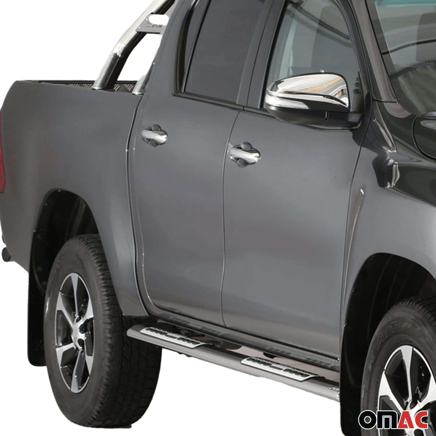 Stahl Seitenschweller Schwellerrohre für Toyota Hilux Double Cab 2016-2018 Grau - Image 3
