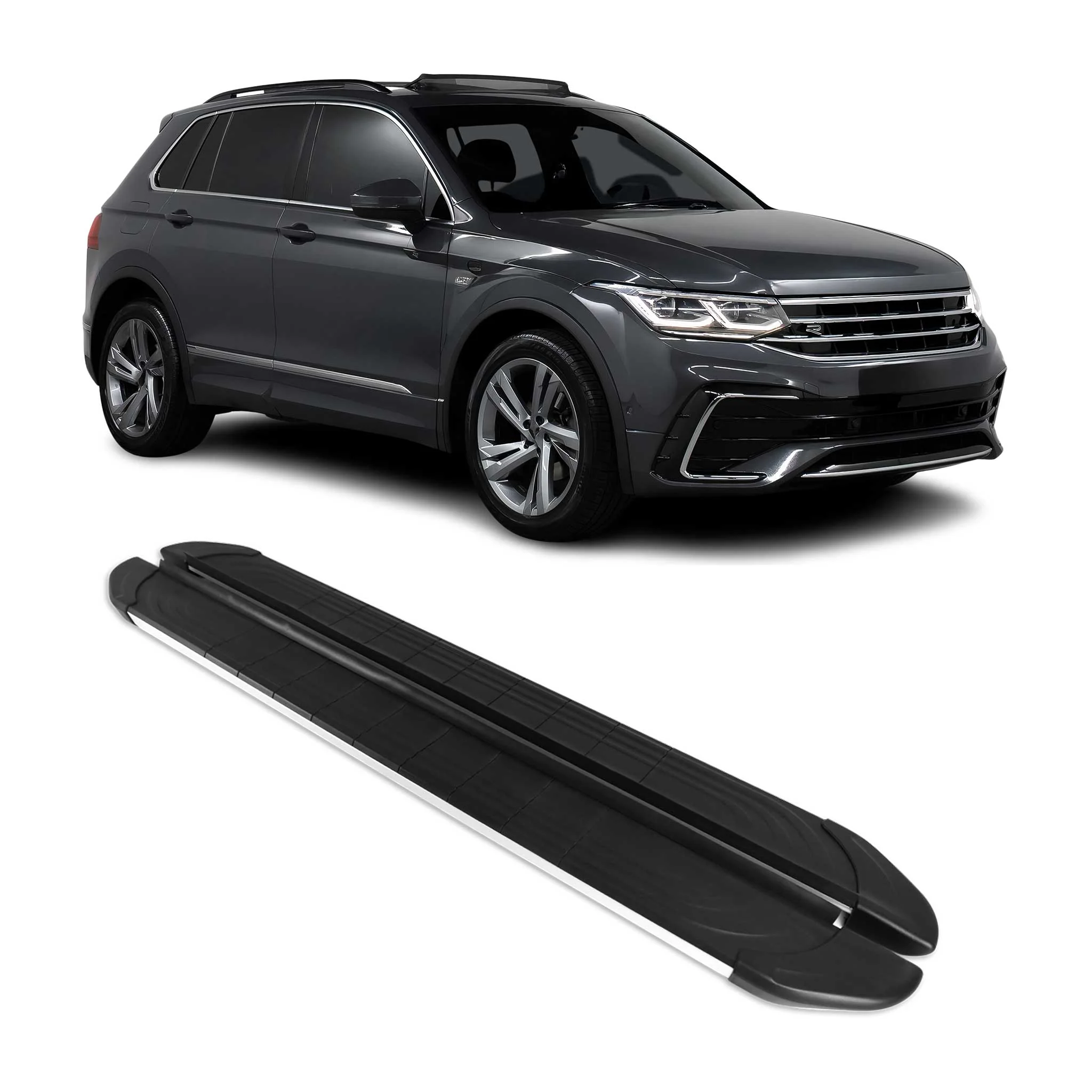 Trittbretter Seitenschweller für VW Tiguan Allspace 2016-2023 Alu Grau Schwarz
