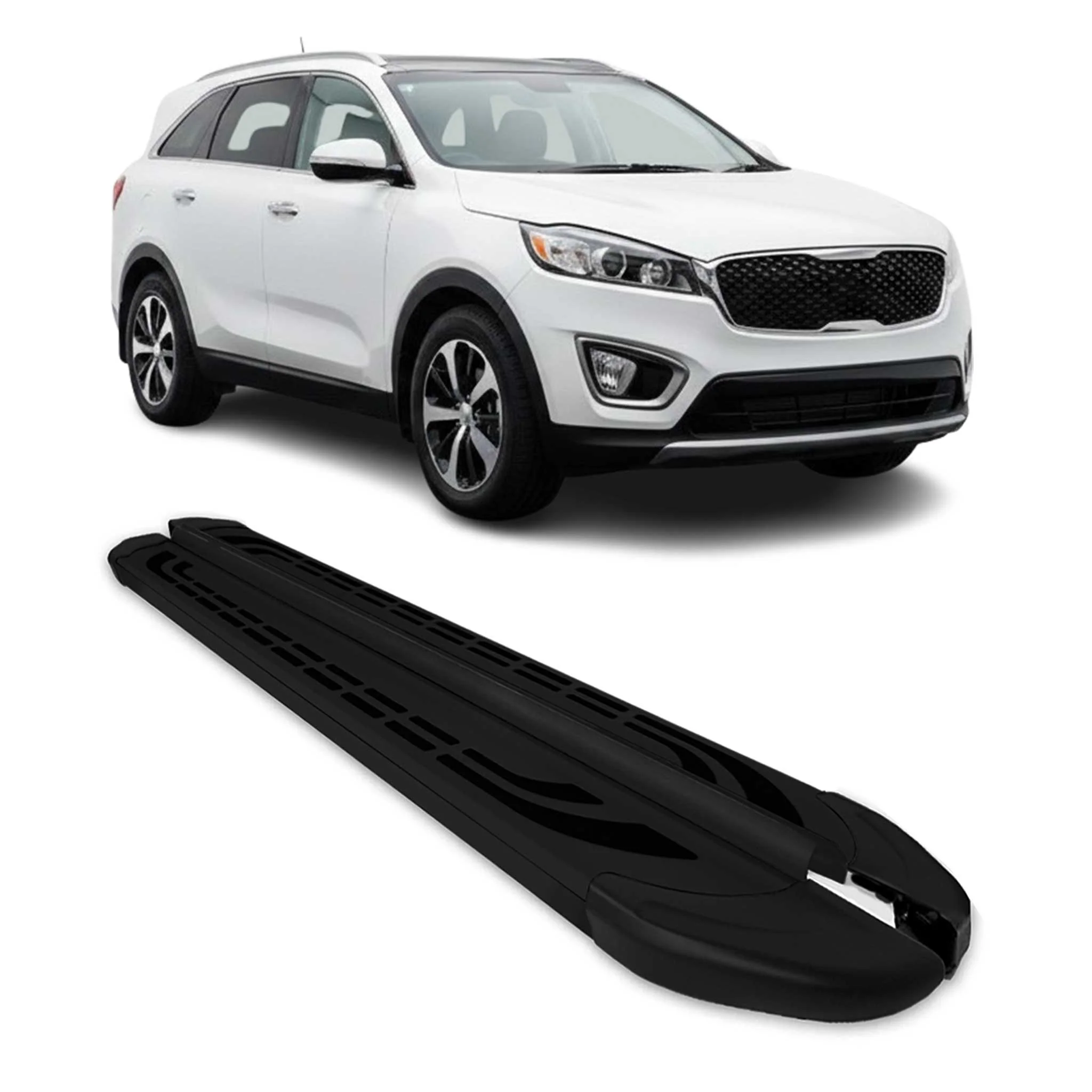 Trittbretter Schweller Seitenbretter für Kia Sorento FL II 2012-2015 Alu Schwarz