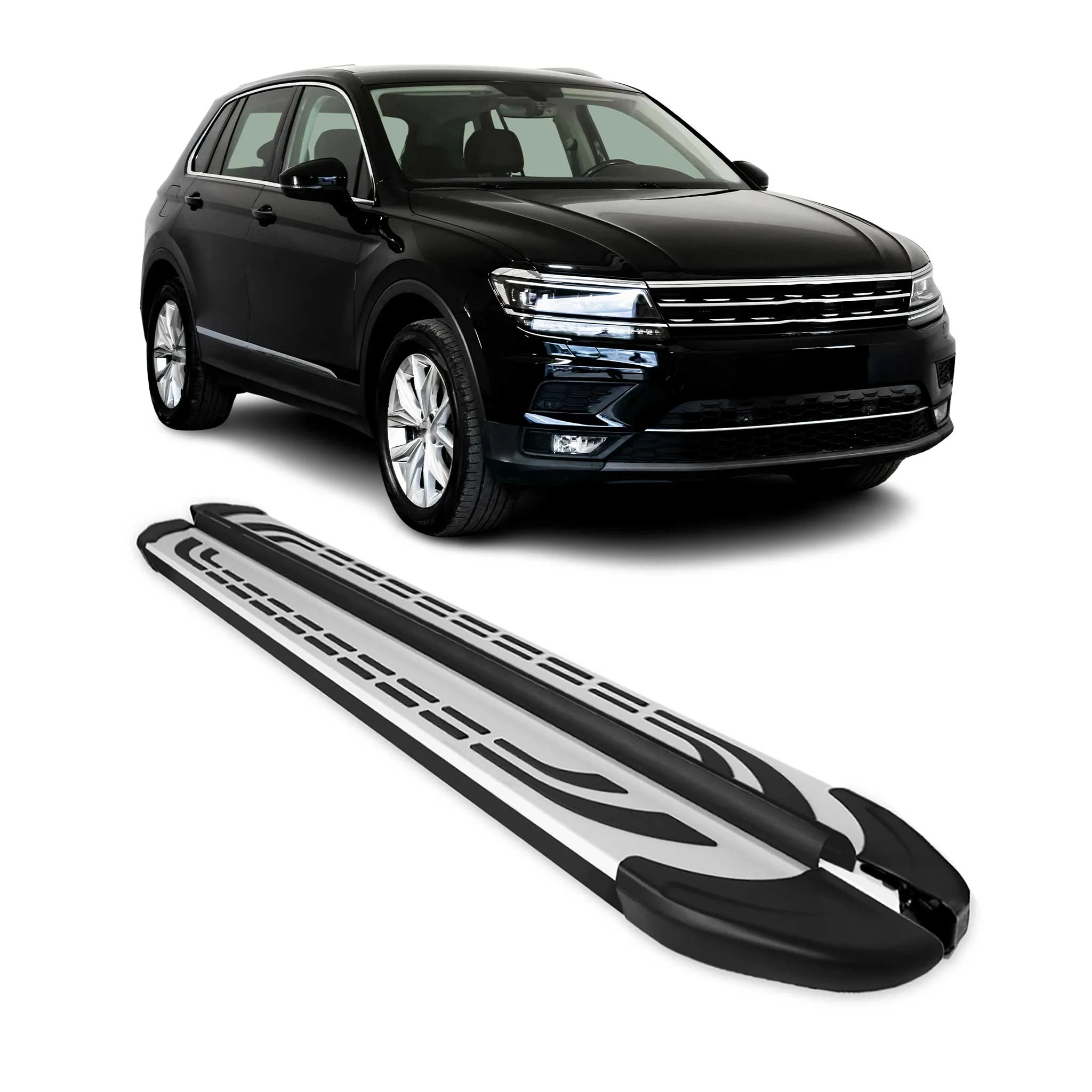 Trittbretter Seitenbretter für VW Tiguan Allspace 2016-2023 Alu Schwarz-Grau