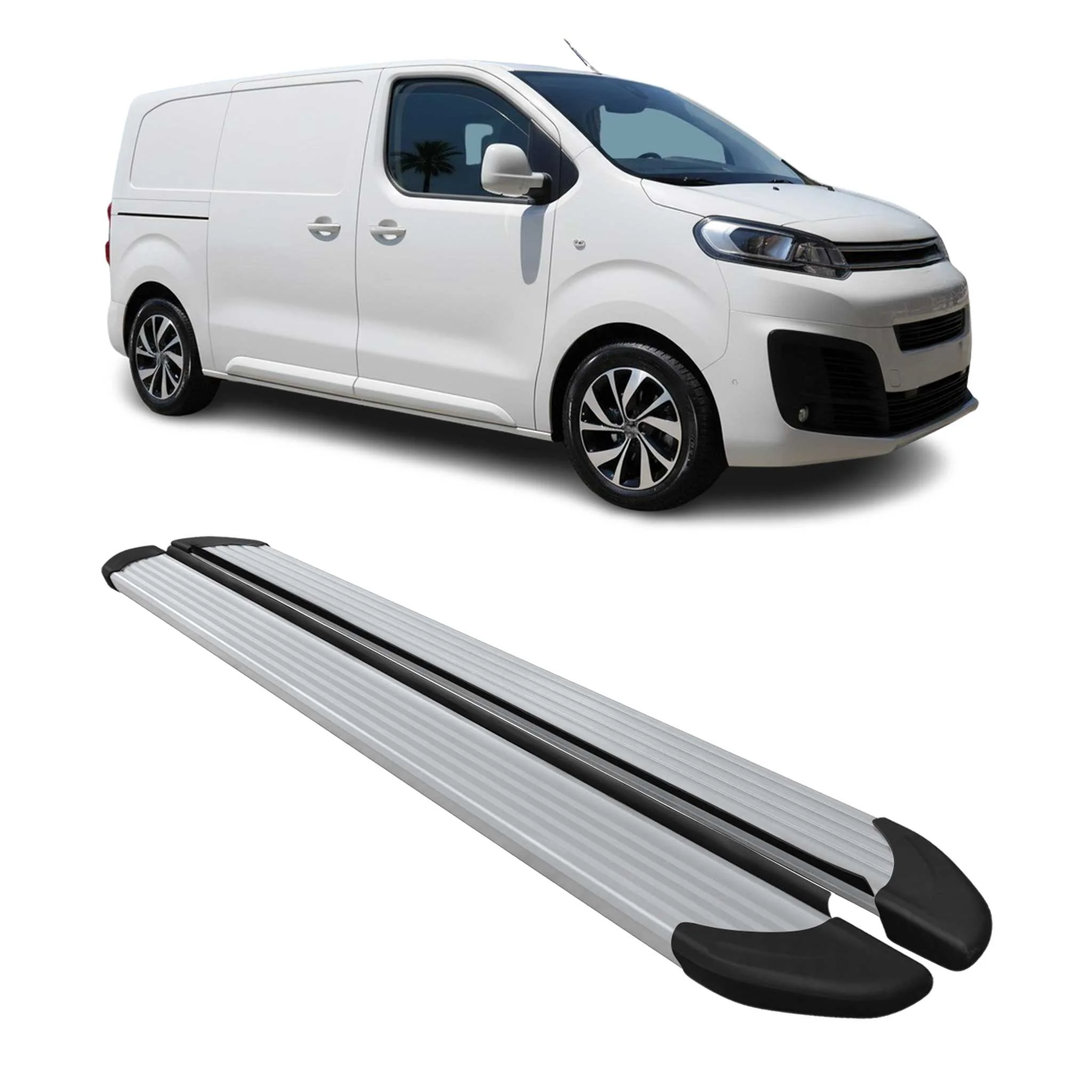 Seitenschweller Trittbretter Schweller für Citroen Jumpy 2016-2026 L1 Alu Grau