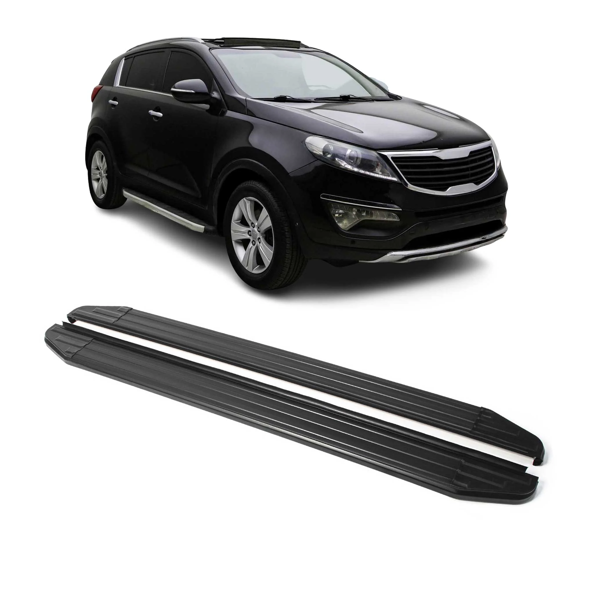 Trittbretter Seitenschweller für Kia Sportage 2010-2015 ABE Schwarz Alu