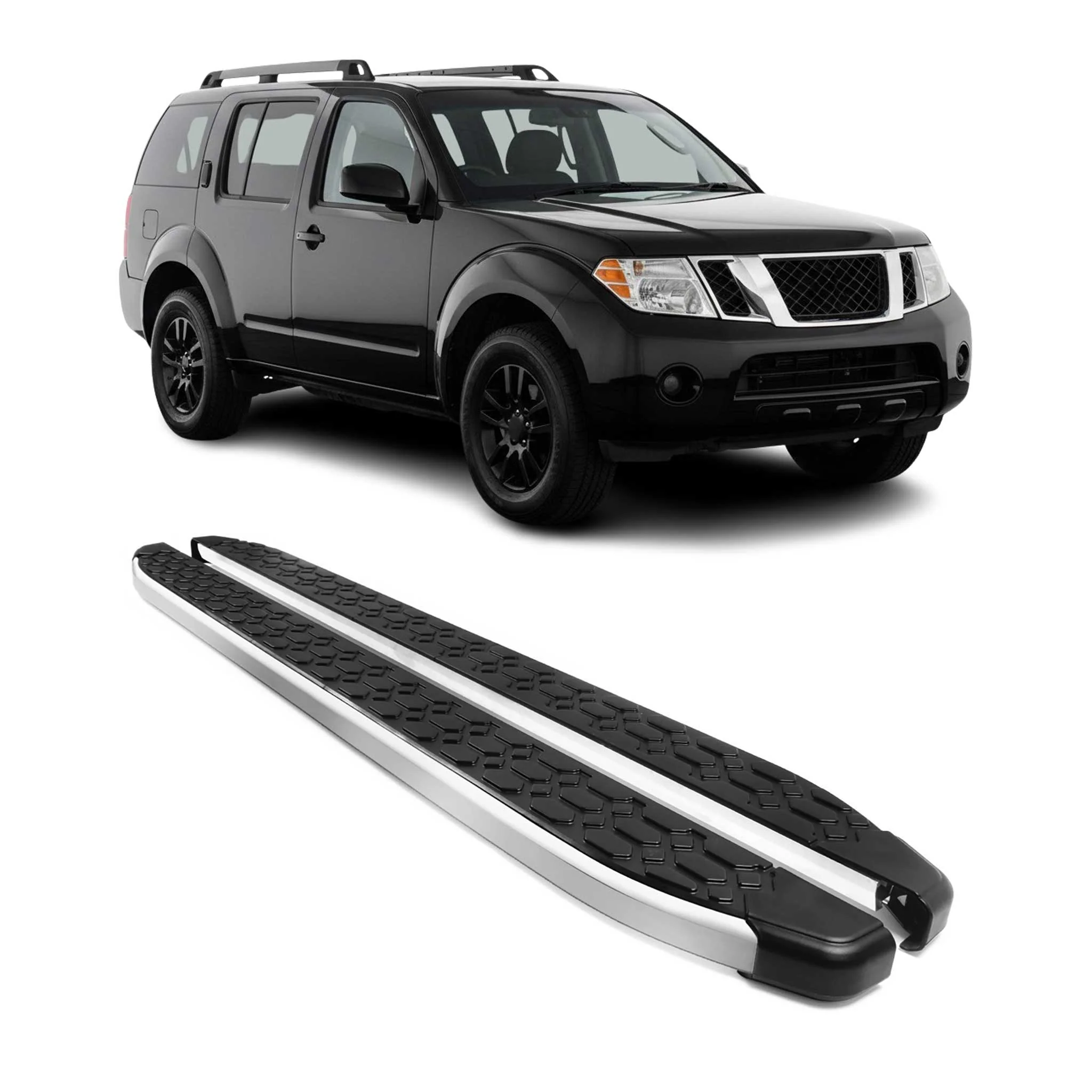 Trittbretter Seitenschweller für Nissan Pathfinder III 2004-2012 Schwarz Silber