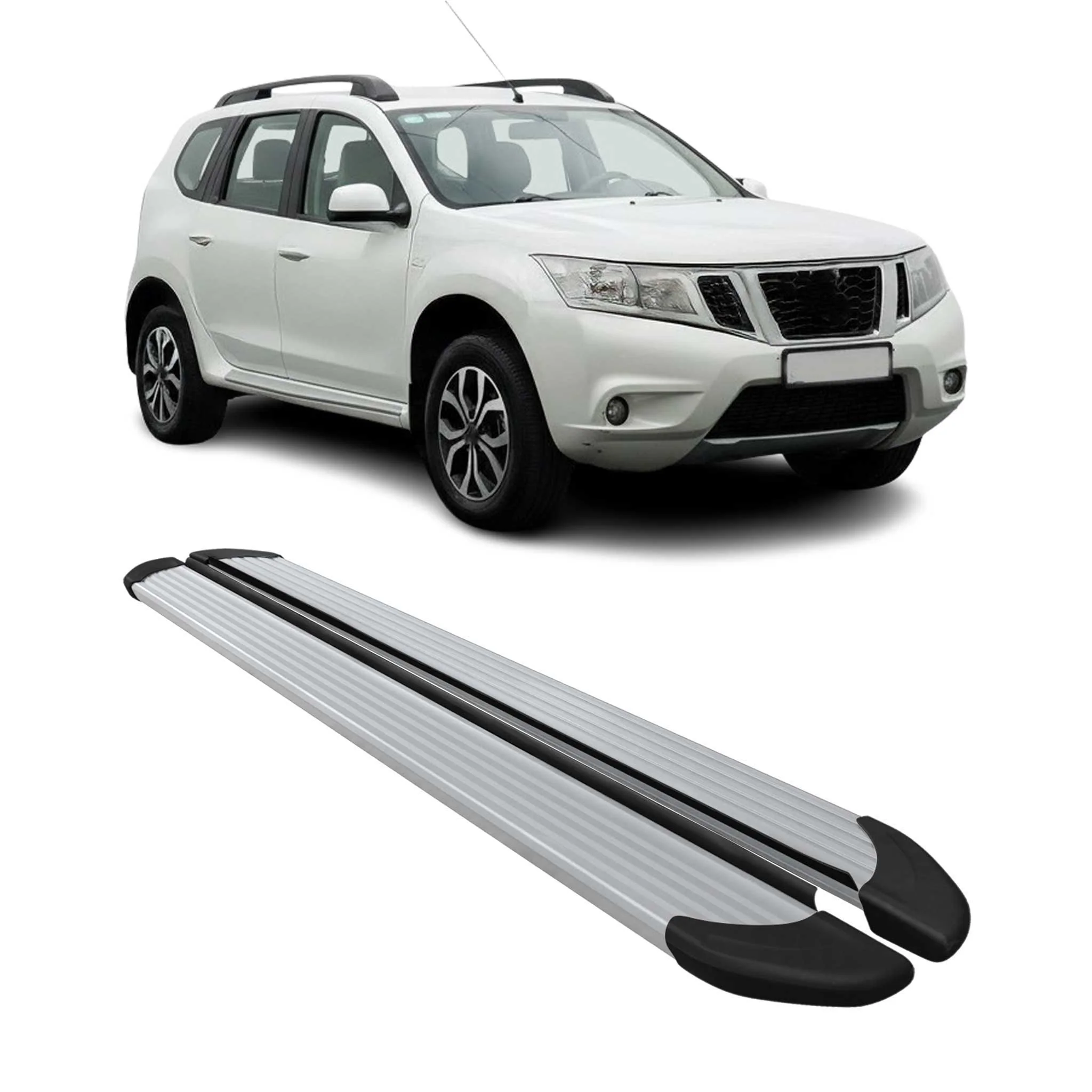 Seitenschweller Trittbretter Schweller für Nissan Terrano 2012-2020 Alu Grau