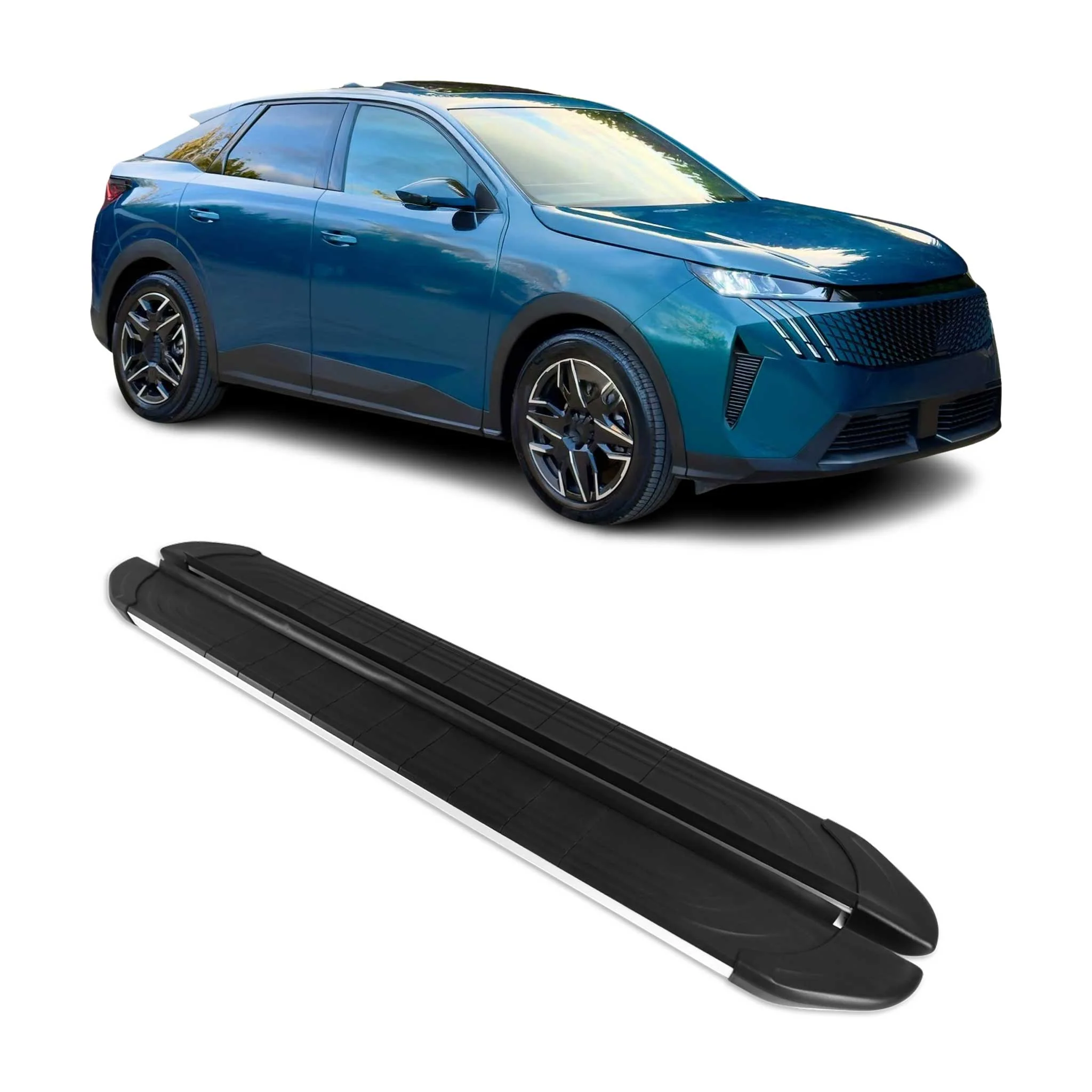 Trittbretter Seitenschweller für Opel Crossland X 2017-2020 Alu Silber Schwarz