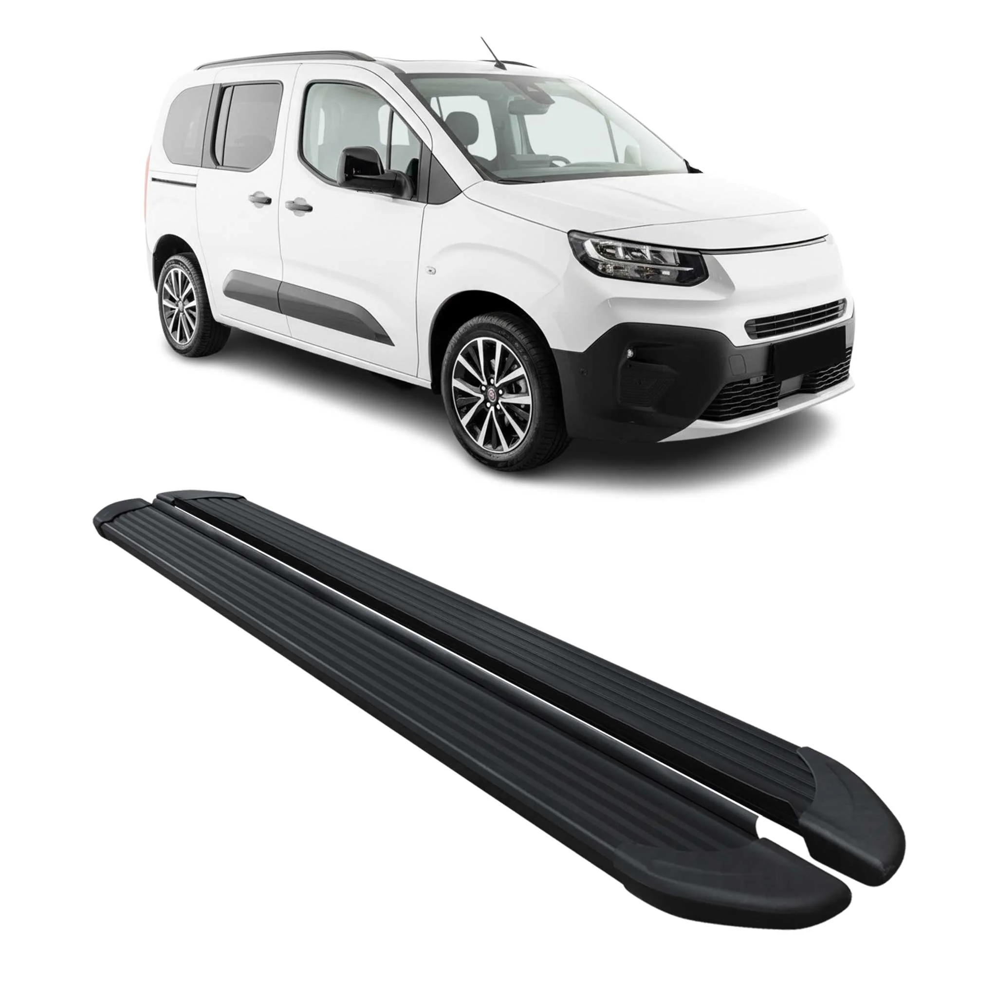 Trittbretter Seitenschweller für Fiat Doblo 2022-2026 Kombi L1 Alu Schwarz 2 tlg