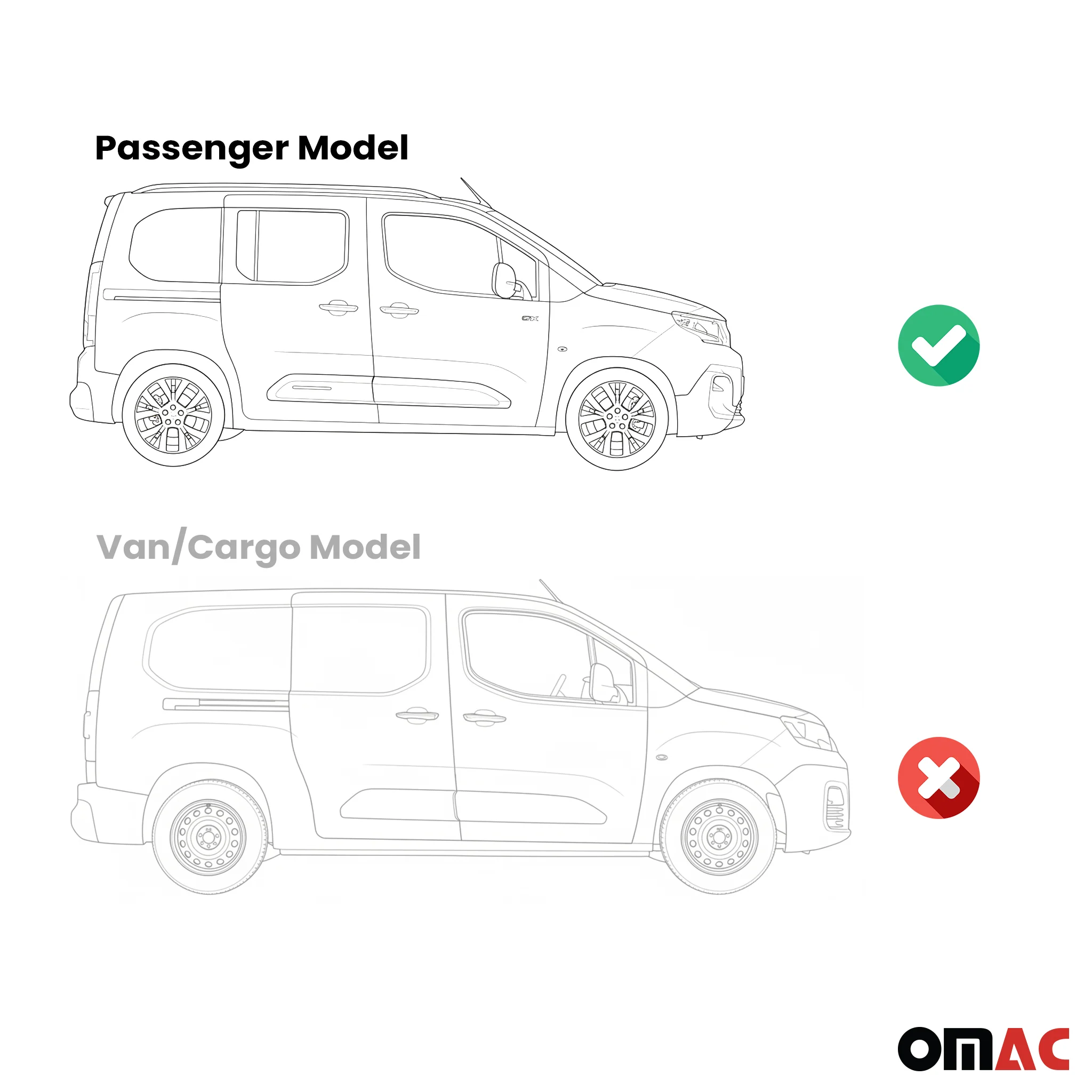 Trittbretter Seitenschweller für Fiat Doblo 2022-2026 Kombi L1 Silber Schwarz 2x - Image 4