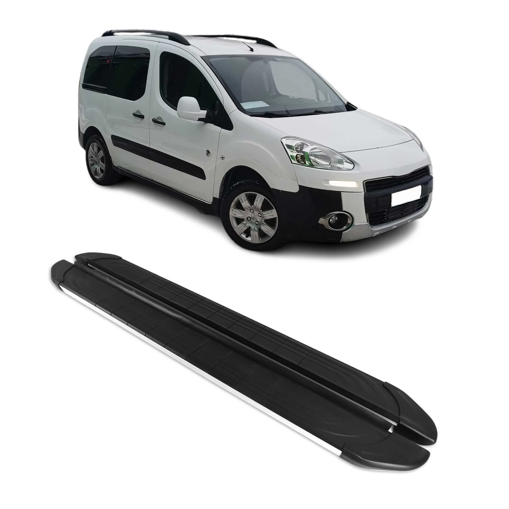 Trittbretter Seitenschweller für Peugeot Partner Tepee 2008-2018 Schwarz