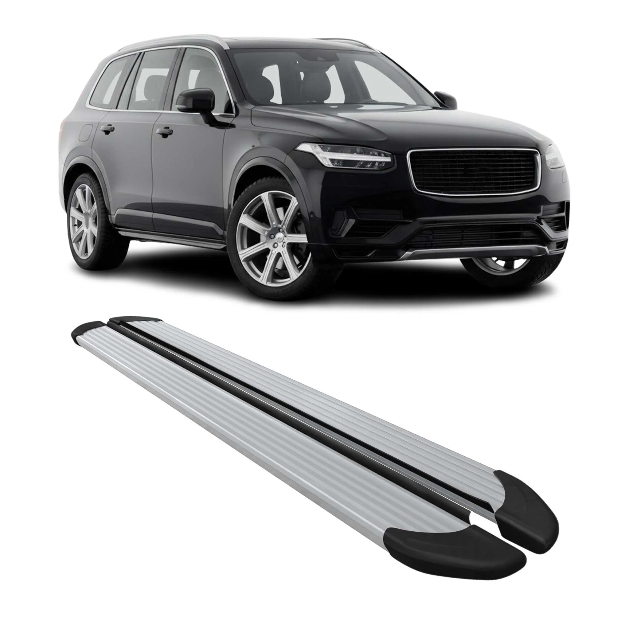 Seitenschweller Trittbretter Schweller für Volvo XC90 2015-2026 Aluminium Silber