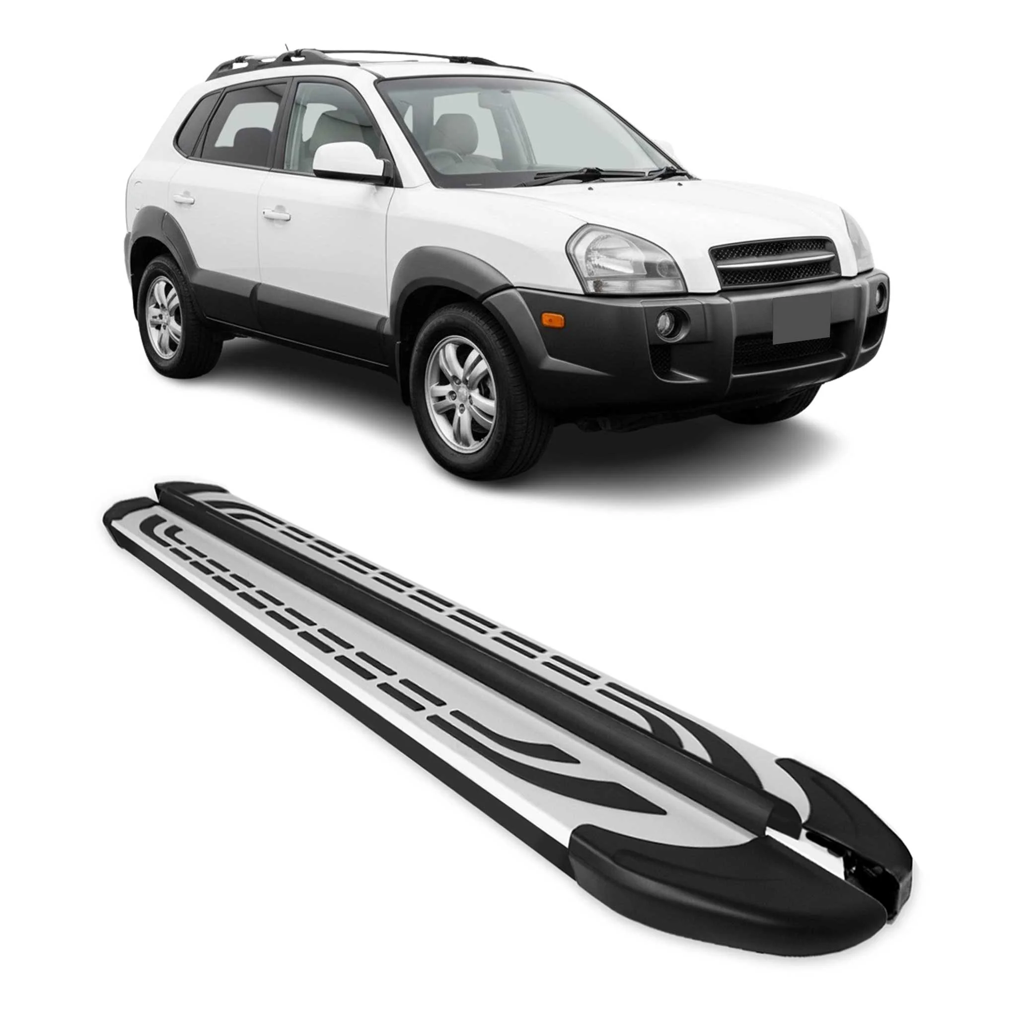 Trittbretter Schweller Seitenbretter für Hyundai Tucson 2004-2009 Schwarz Alu