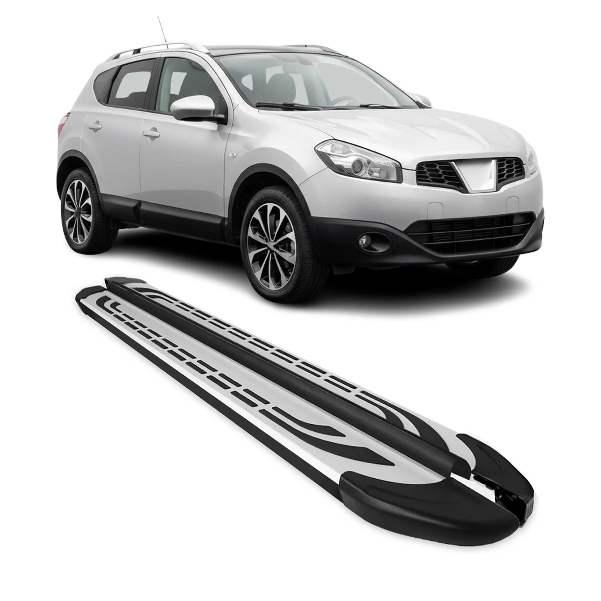 Trittbretter Seitenschweller für Nissan Qashqai J10 2006-2014 Schwarz Alu