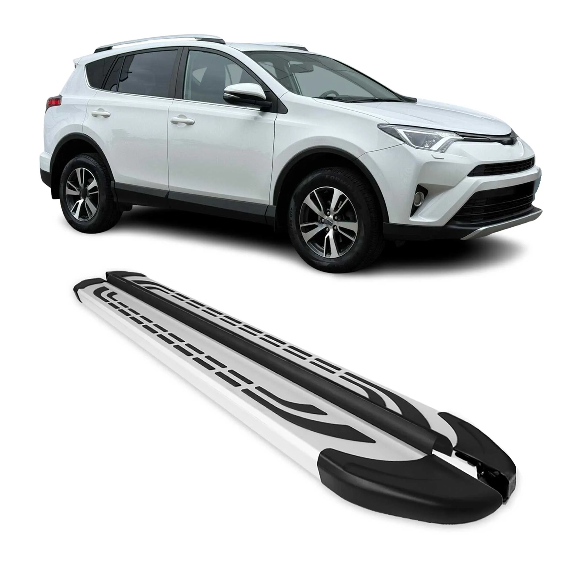 Trittbretter Seitenschweller Seitenbretter für Toyota RAV4 2013-2018 Silber Alu