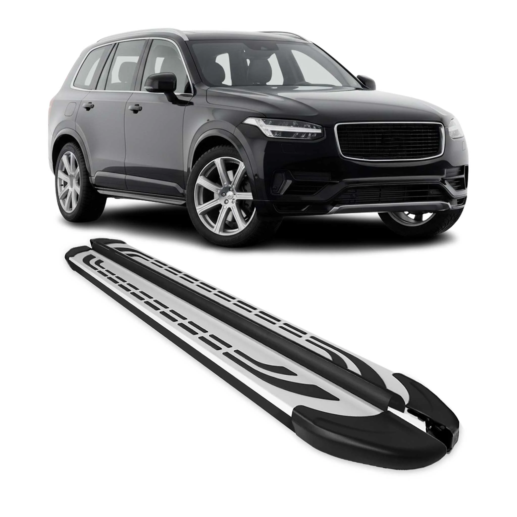 Trittbretter Seitenschweller Seitenbretter für Volvo XC90 2015-2026 Alu Schwarz