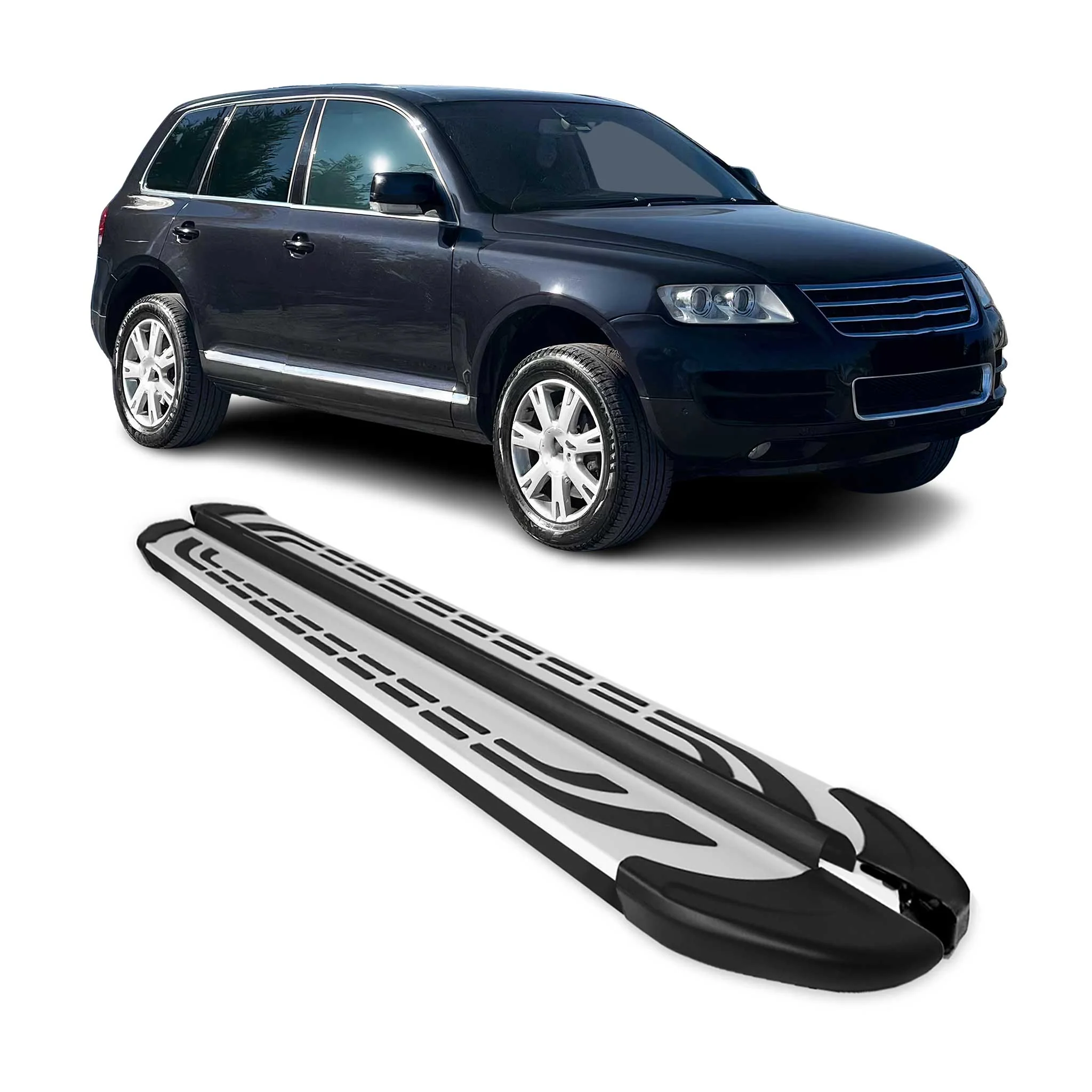 Trittbretter Seitenschweller Seitenbretter für VW Touareg 2003-2010 Alu Schwarz