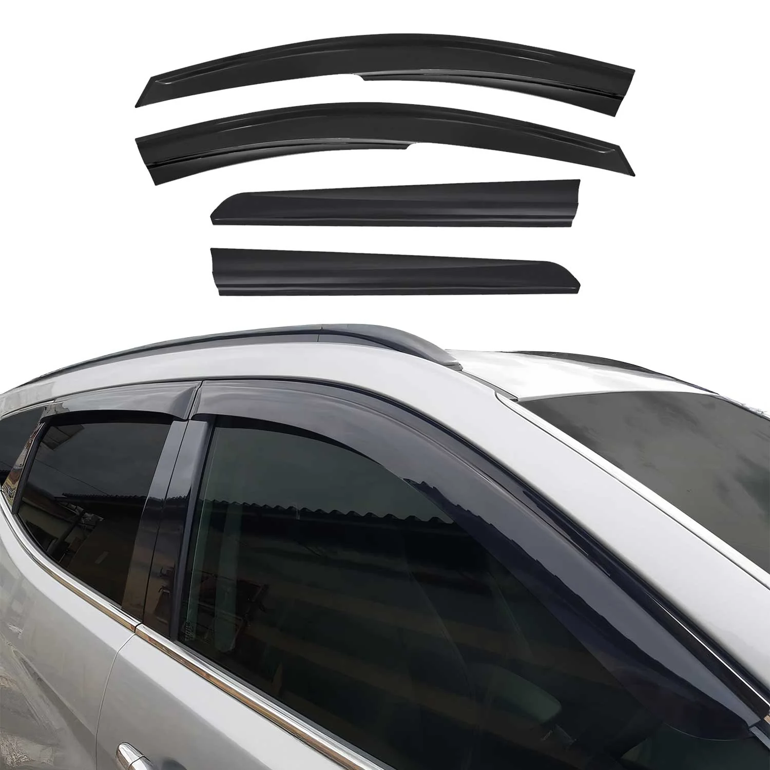 4x Windabweiser Regenabweiser für Dacia Duster 2010-2017 Acryl Dunkel