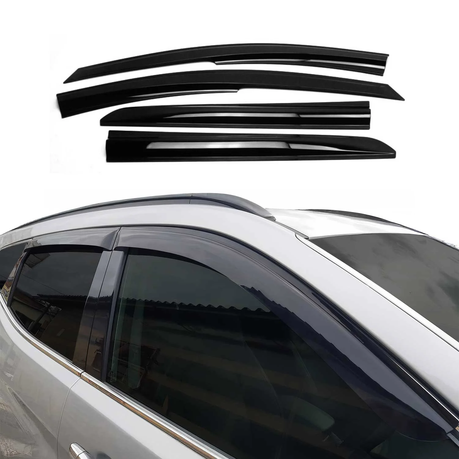4x Windabweiser Regenabweiser für Hyundai Kona 2018-2023 Dunkel Acryl