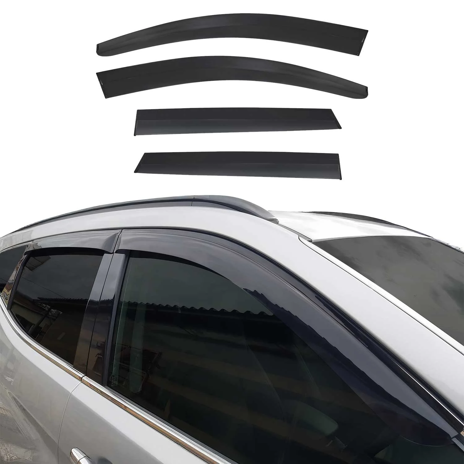 4x Windabweiser Regenabweiser für Nissan Qashqai J11 2014-2017 Acryl Dunkel