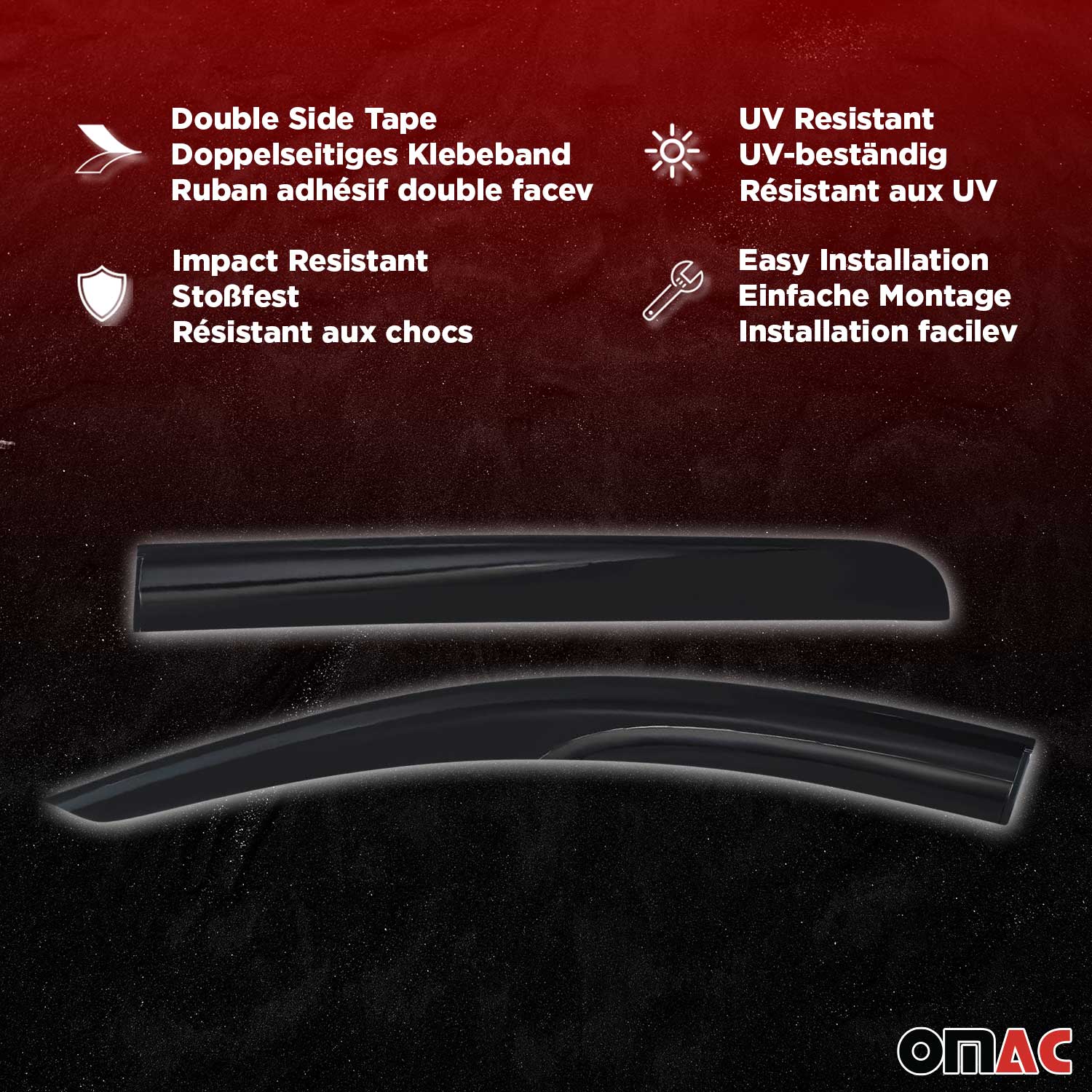 Windabweiser Regenabweiser für Opel Combo D 2011-2018 Schwarz Acrylic 4tlg - Image 6