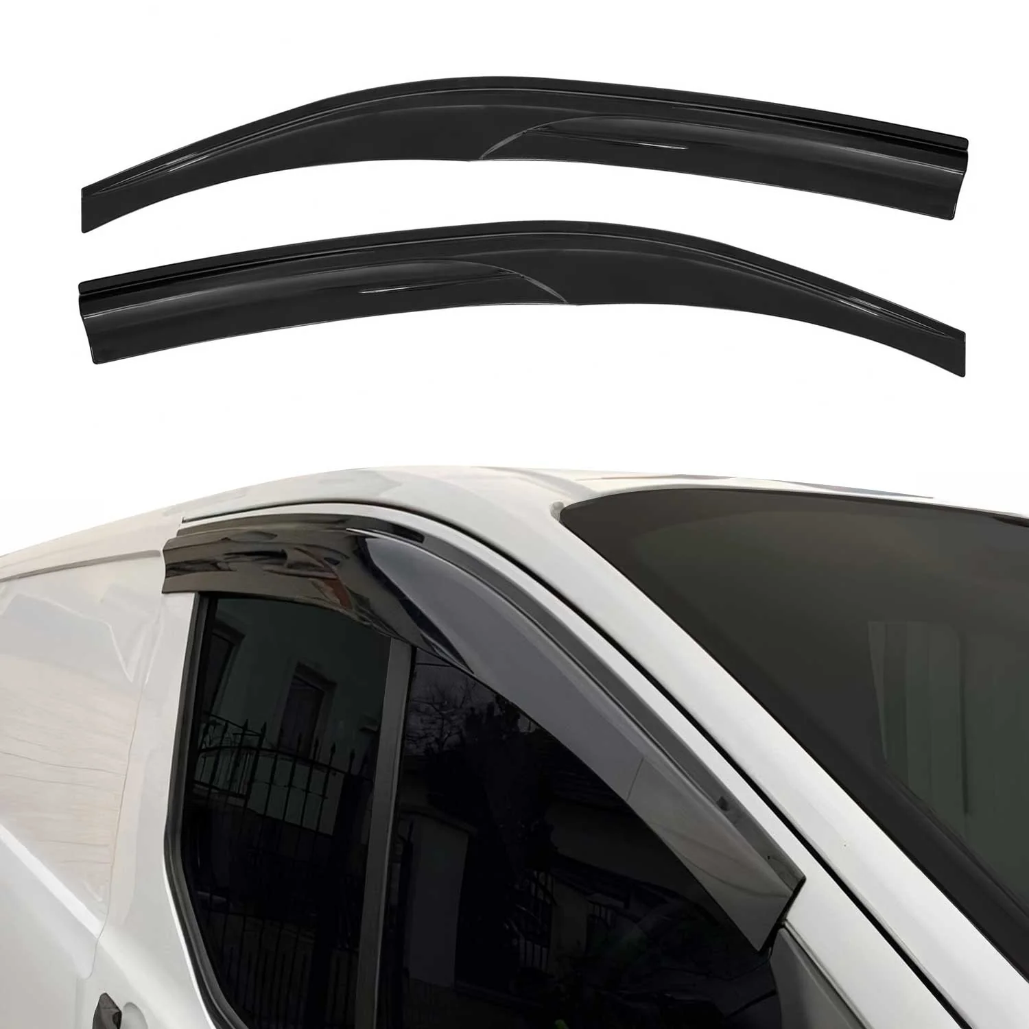 2x Windabweiser Regenabweiser für Peugeot Expert Traveller 3 2016-2026 Dunkel