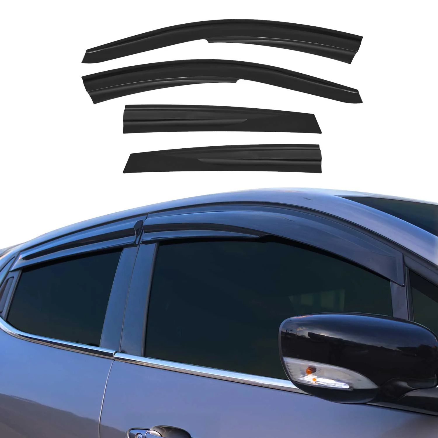 Windabweiser Regenabweiser für VW Polo 6R 2009-2017 Kunststoff Schwarz 4x