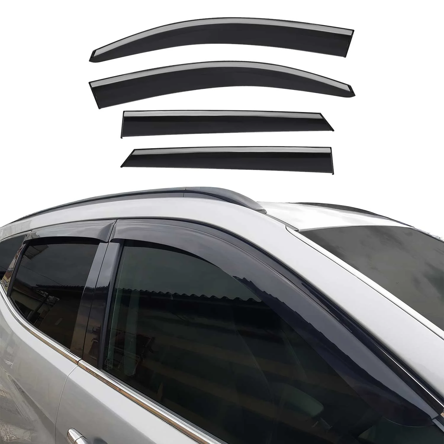4x Windabweiser Regenabweiser für Hyundai Tucson 2015-2020 Dunkel Acryl