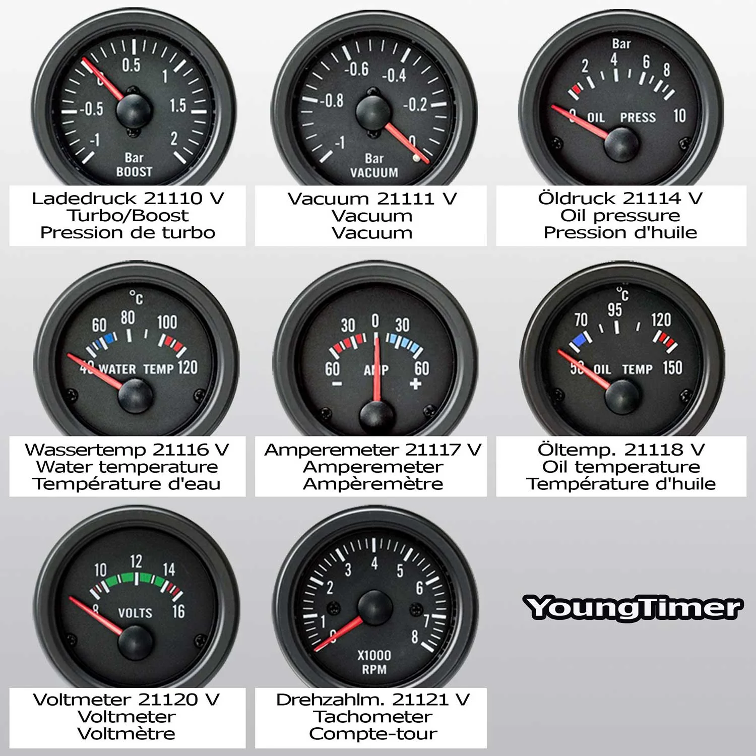 Zusatzinstrument Öldruck Youngtimer Ø52mm Universalle schwarz - Image 4